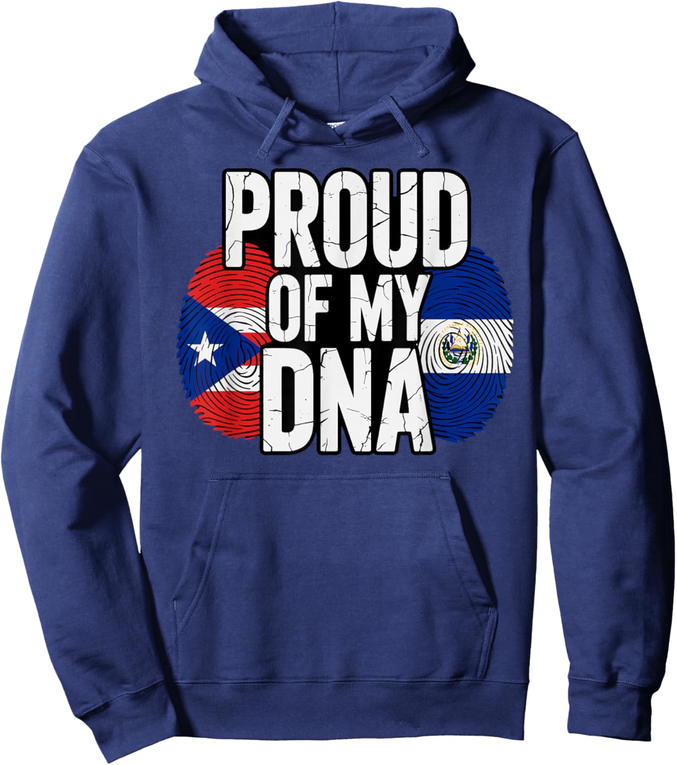 Proud of My DNA Half Puerto Rican Salvadoran Roots Hoodie - Hoodie | Navy