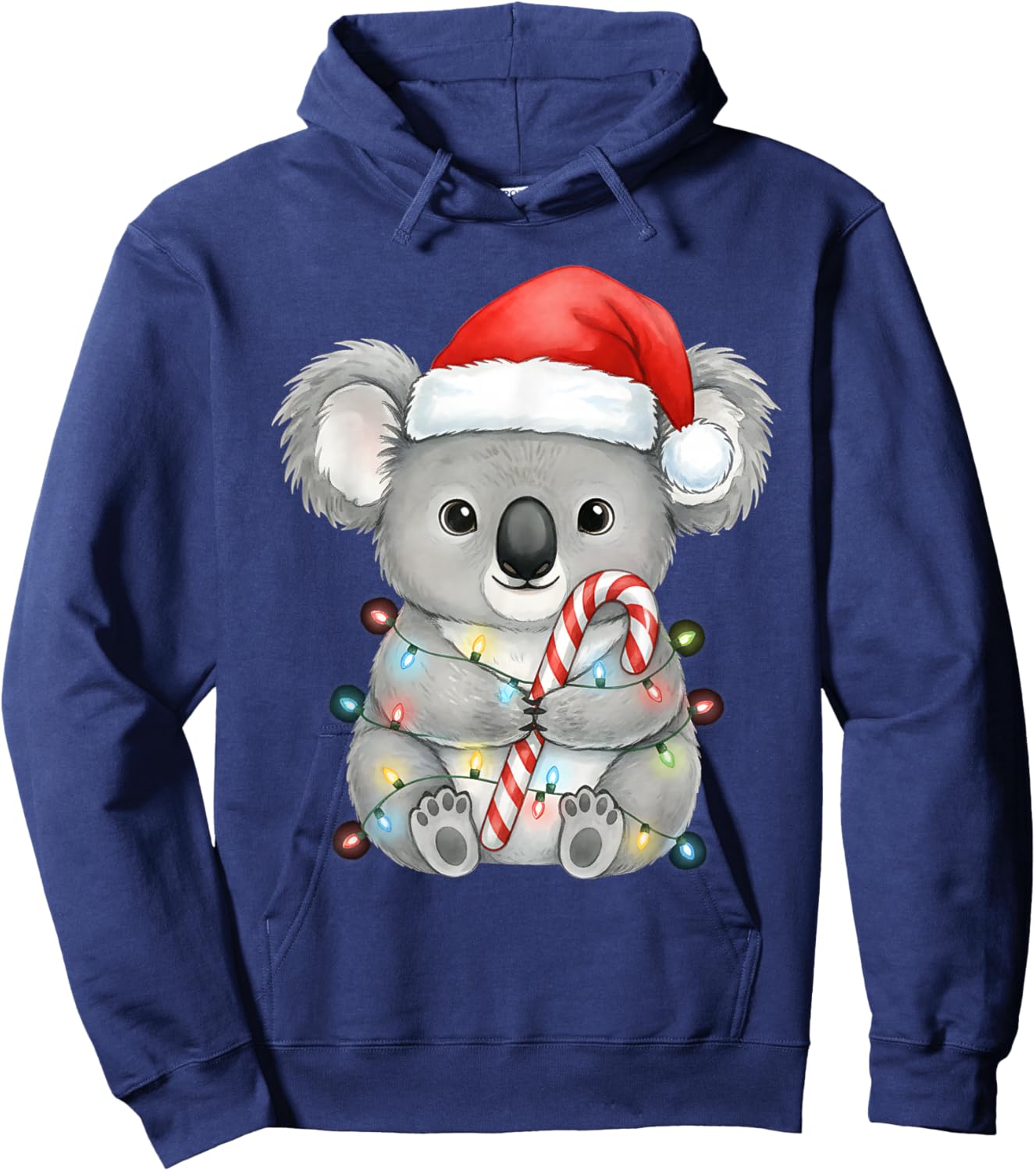 Koala Christmas Lights Santa Hat Snow Holiday Animal Love Hoodie - Hoodie | Navy