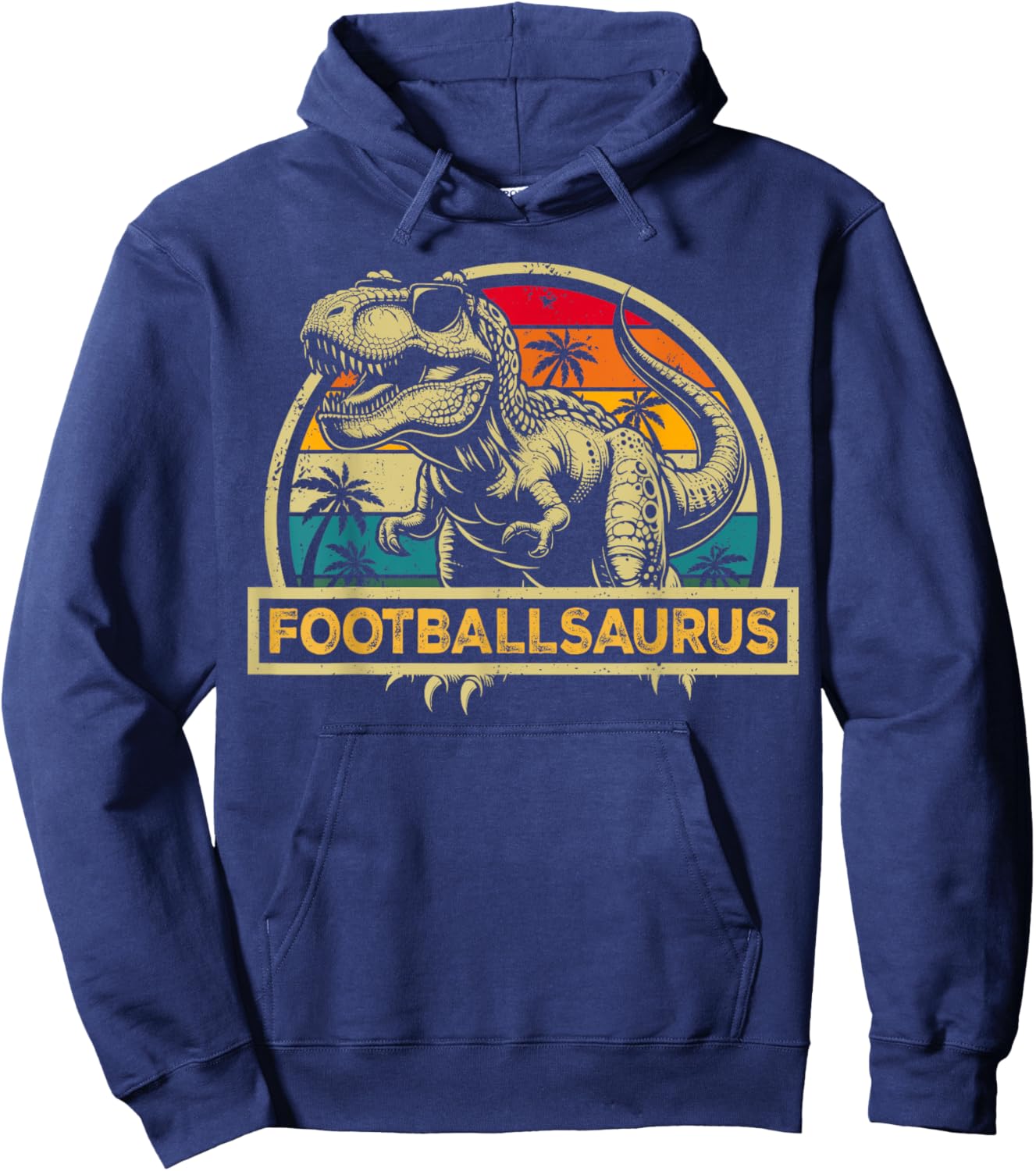 Footballsaurus TRex Dinosaur Football Saurus Family Matching Hoodie - Hoodie | Navy