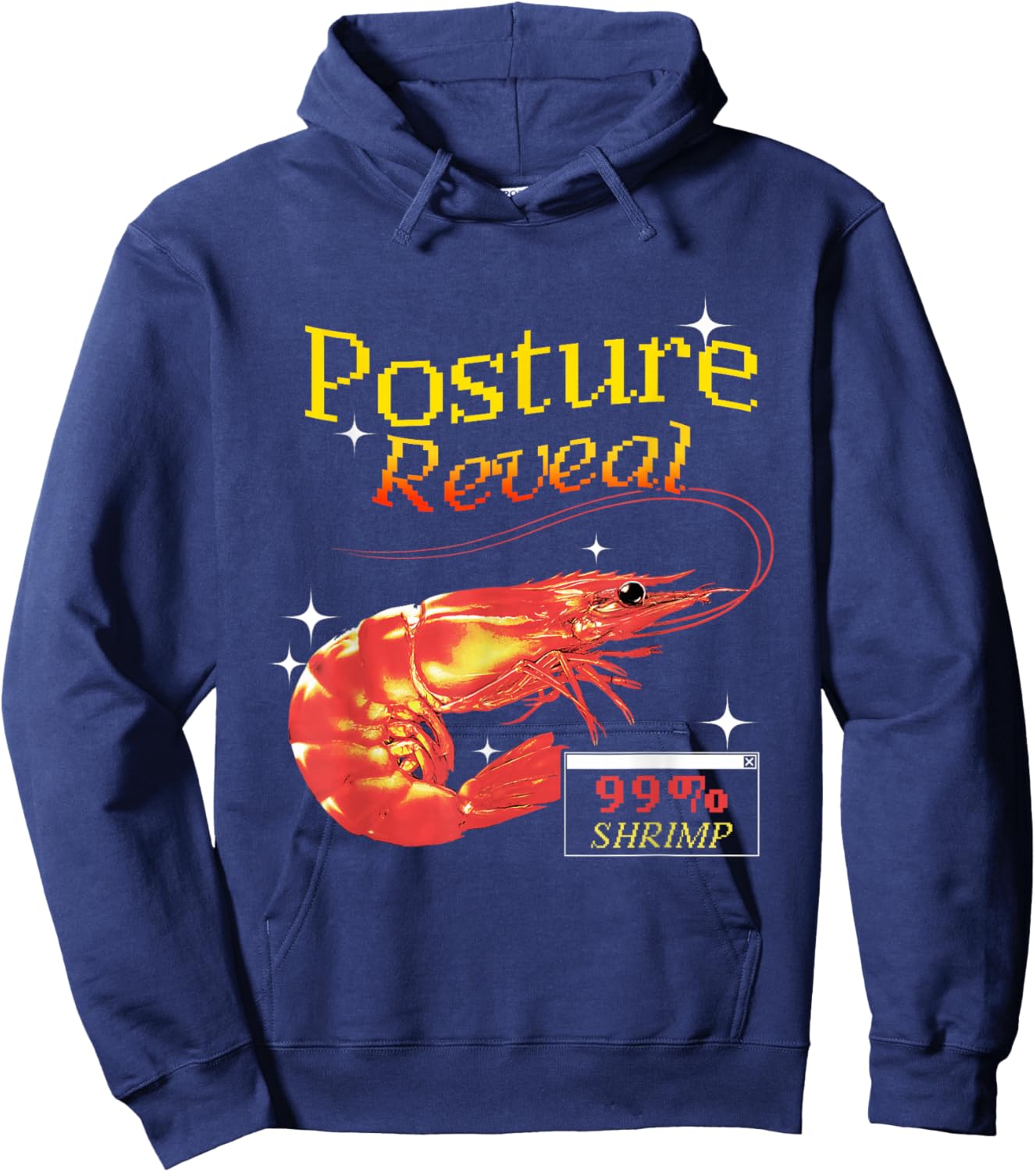 Shrimp Posture Reveal Funny Y2K Design Online Humor Hoodie - Hoodie | Navy