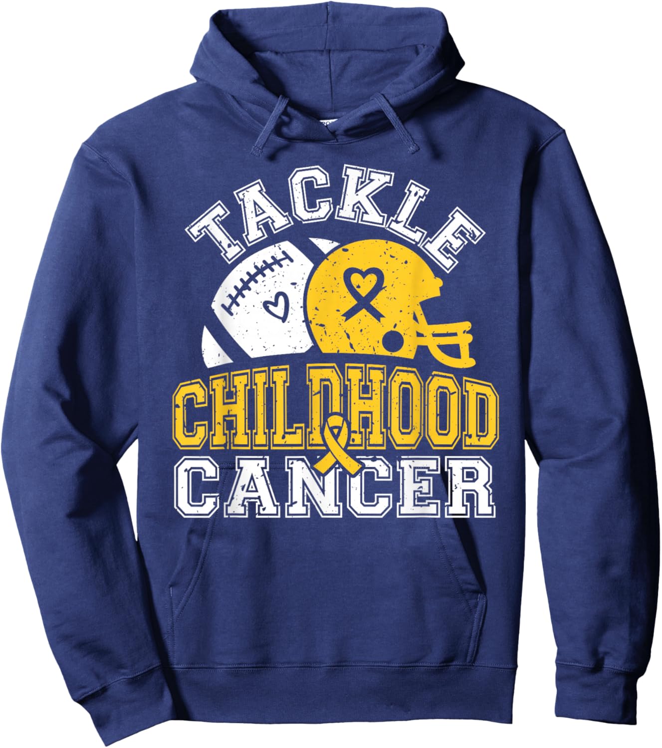 Tackle Childhood Cancer Football Childhood Cancer Awareness Hoodie - Hoodie | Navy