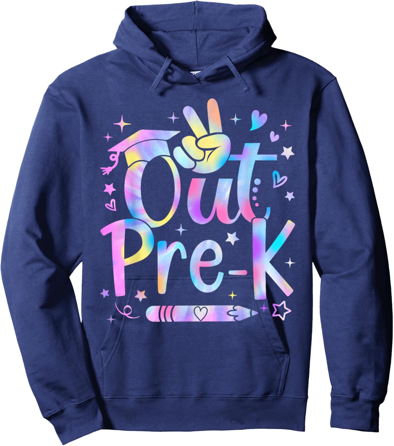 Peace Out Pre-K Cute Tie Dye Last Day Of School Boy Girl Hoodie - Hoodie | Navy