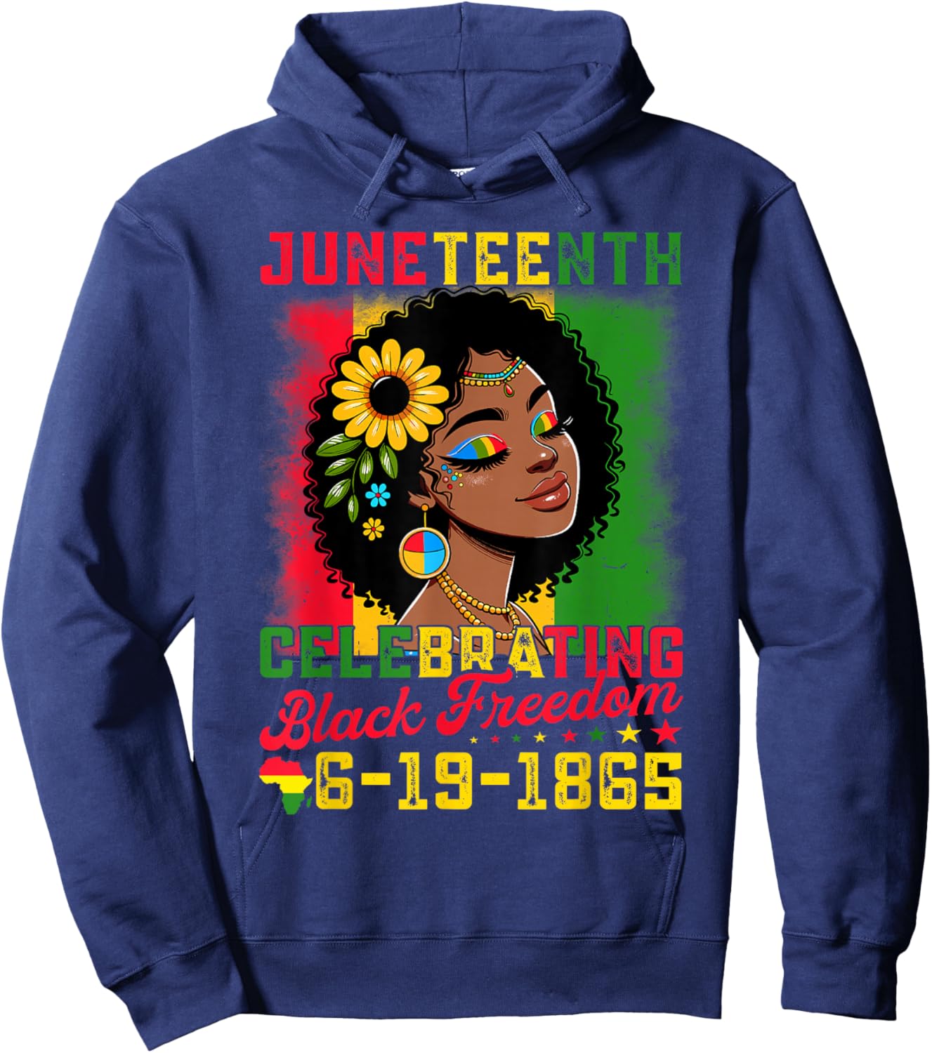 Juneteenth Shirts Women Celebrating Black Freedom Day 1865 Hoodie - Hoodie | Navy
