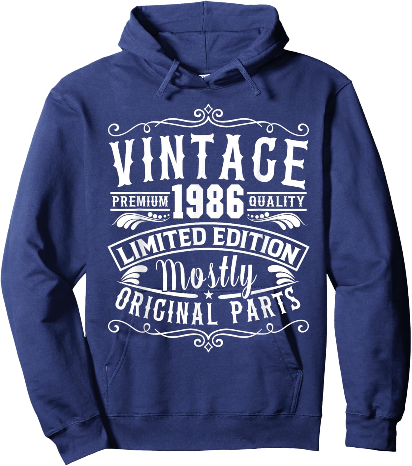 Born in 1986 Birthday, Vintage Mostly Original Parts Funny Hoodie - Hoodie | Navy