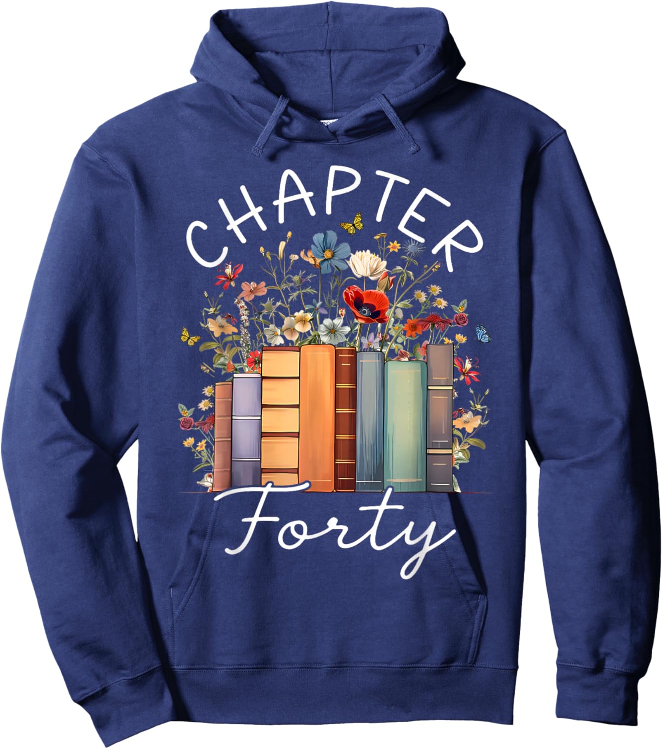 Chapter 40 Floral Retro 1986 Birthday Wildflower 40 Year Old Hoodie - Hoodie | Navy