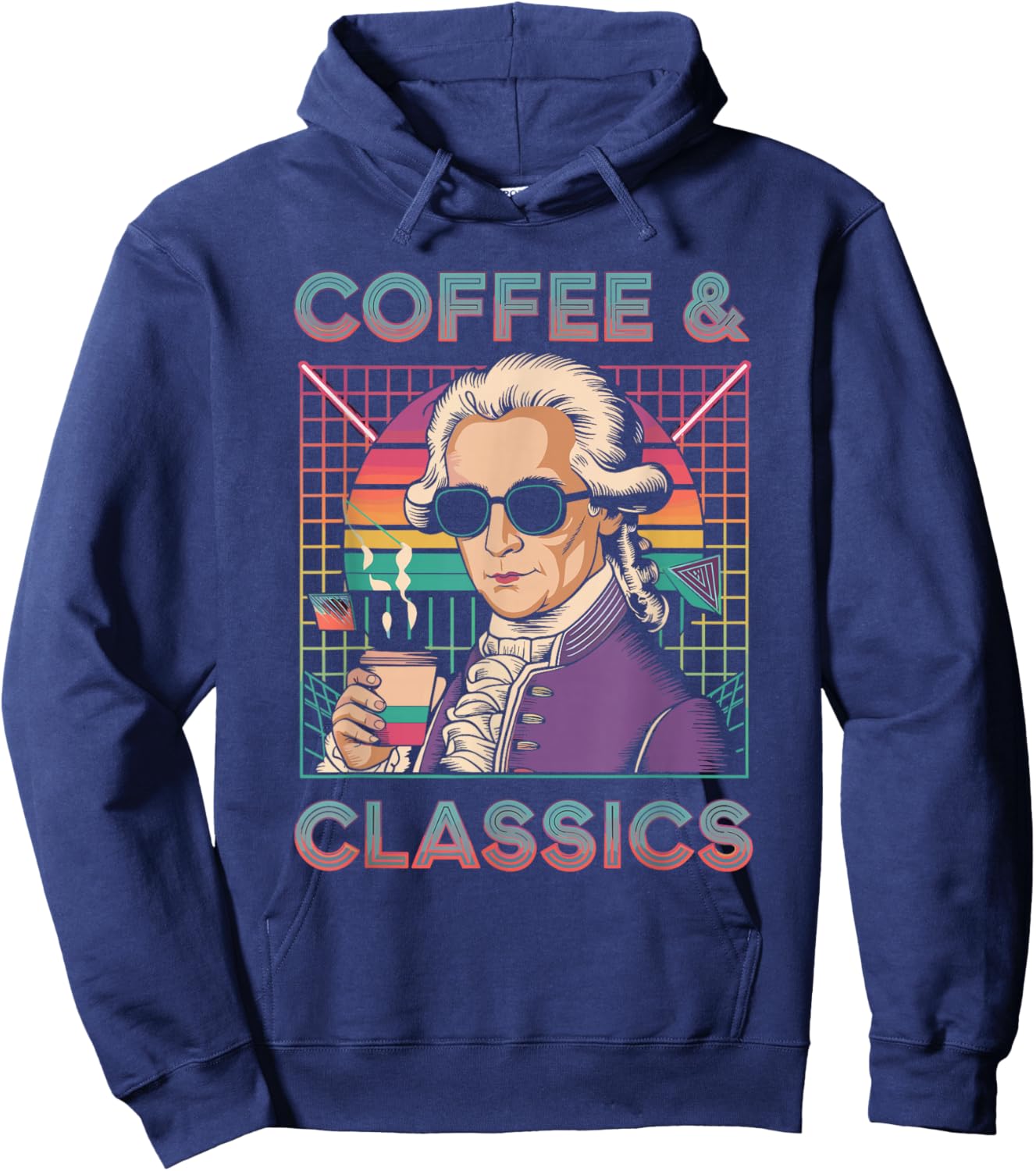 Wolfgang Amadeus Mozart Quote Coffee & Classical Music Lover Hoodie - Hoodie | Navy
