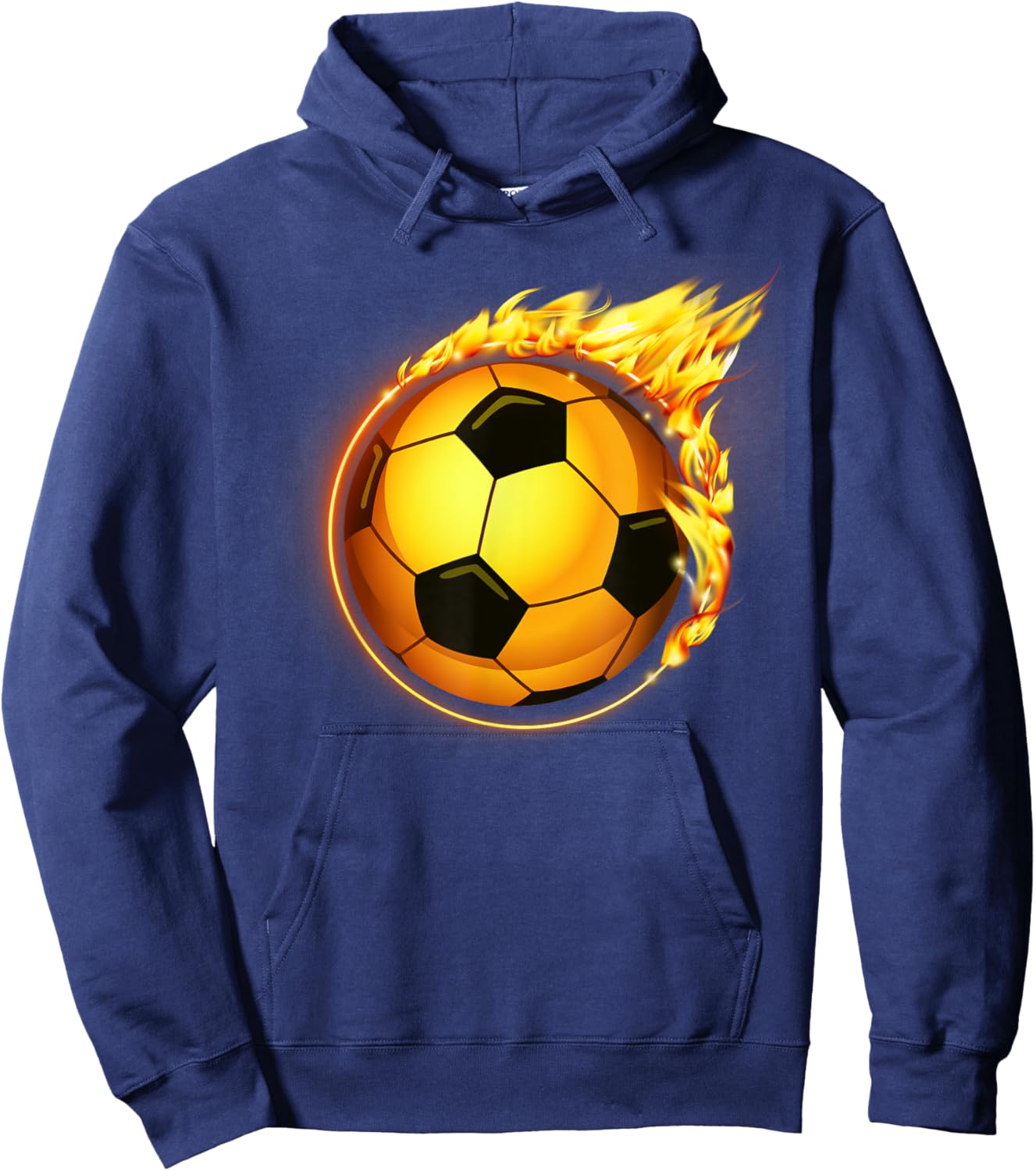 Flaming Soccer Ball Flames Soccer Goal Hoodie - Hoodie | Navy