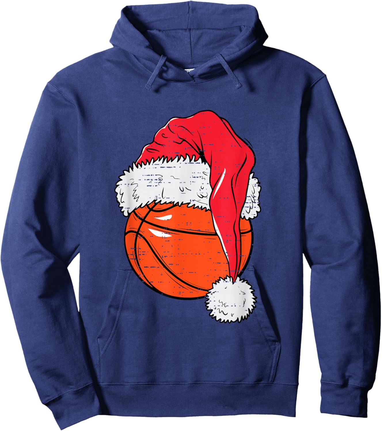 Funny Basketball Ball Santa Hat Christmas Xmas Men Boys Kids Hoodie - Hoodie | Navy
