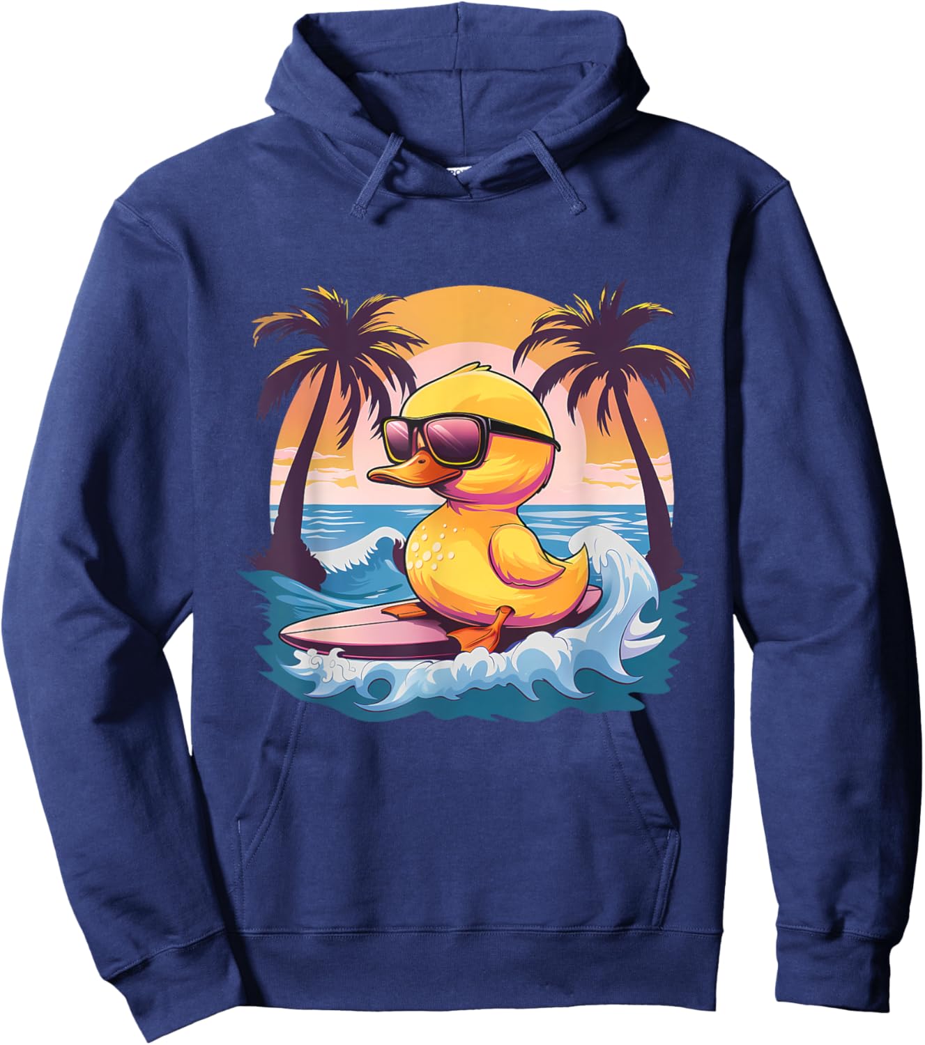 Rubber Duck Surfing Surfer Beach Sunset Rubber Duckie Hoodie - Hoodie | Navy