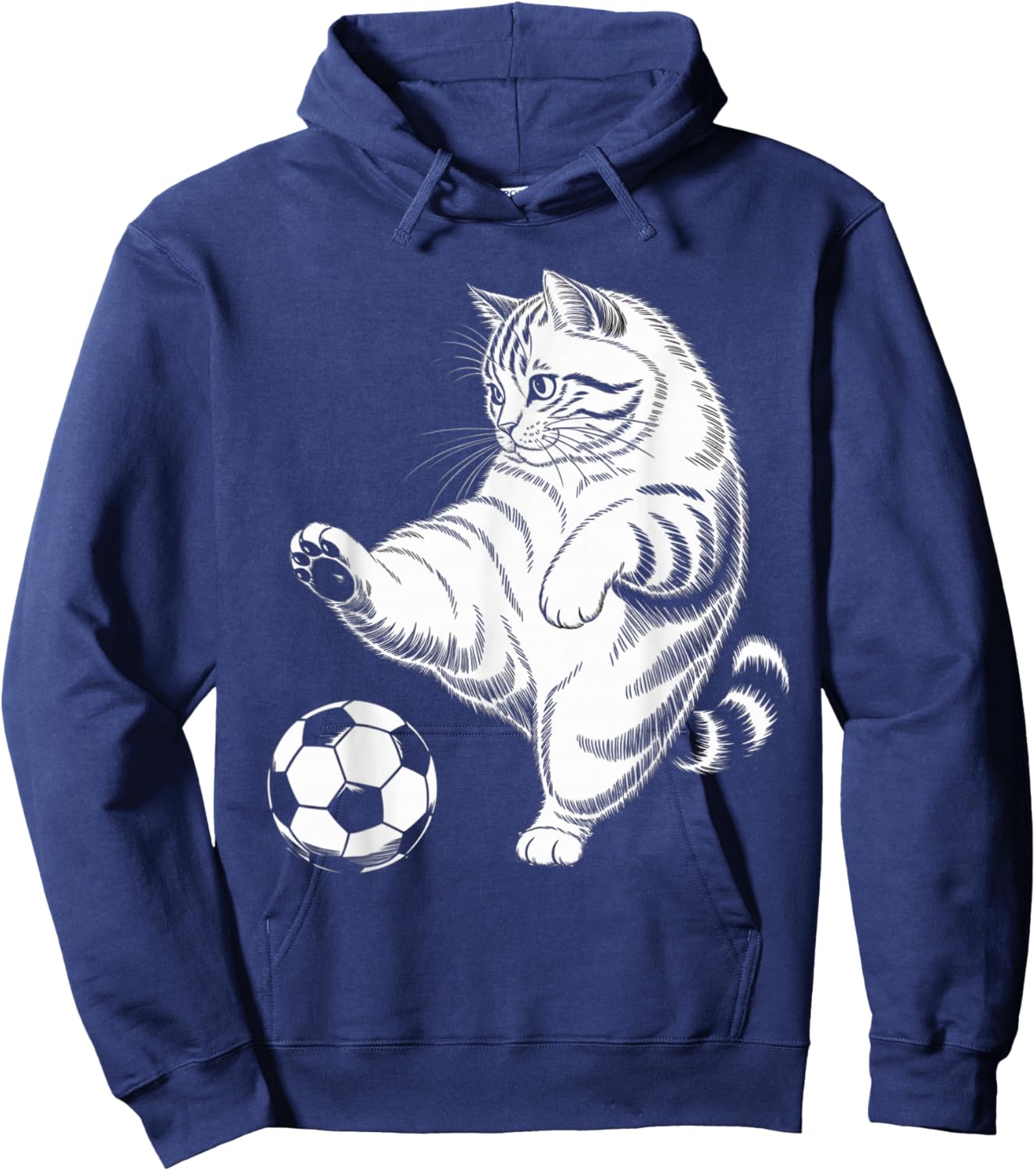 Funny Cat Soccer Ball Graphic Hoodie - Hoodie | Navy