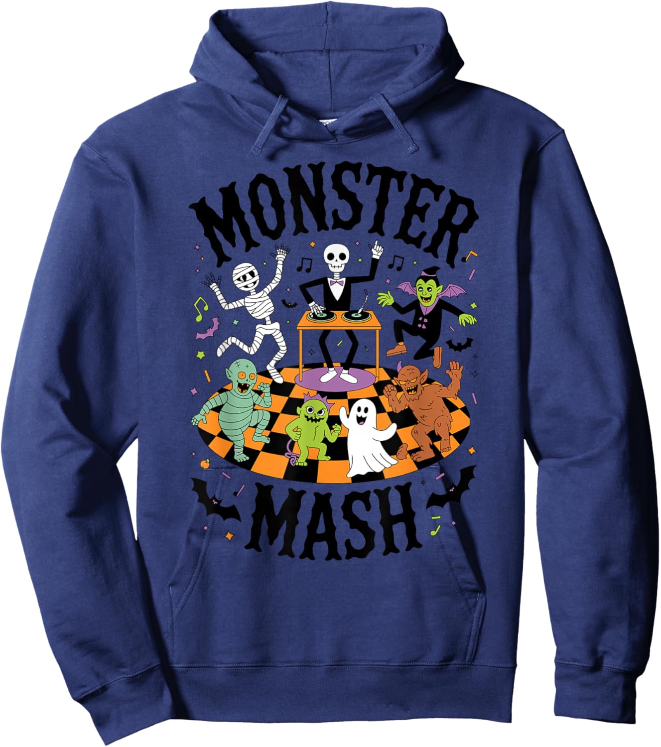 Monster Mash Halloween Party Dancing Monsters DJ Skeleton Hoodie - Hoodie | Navy