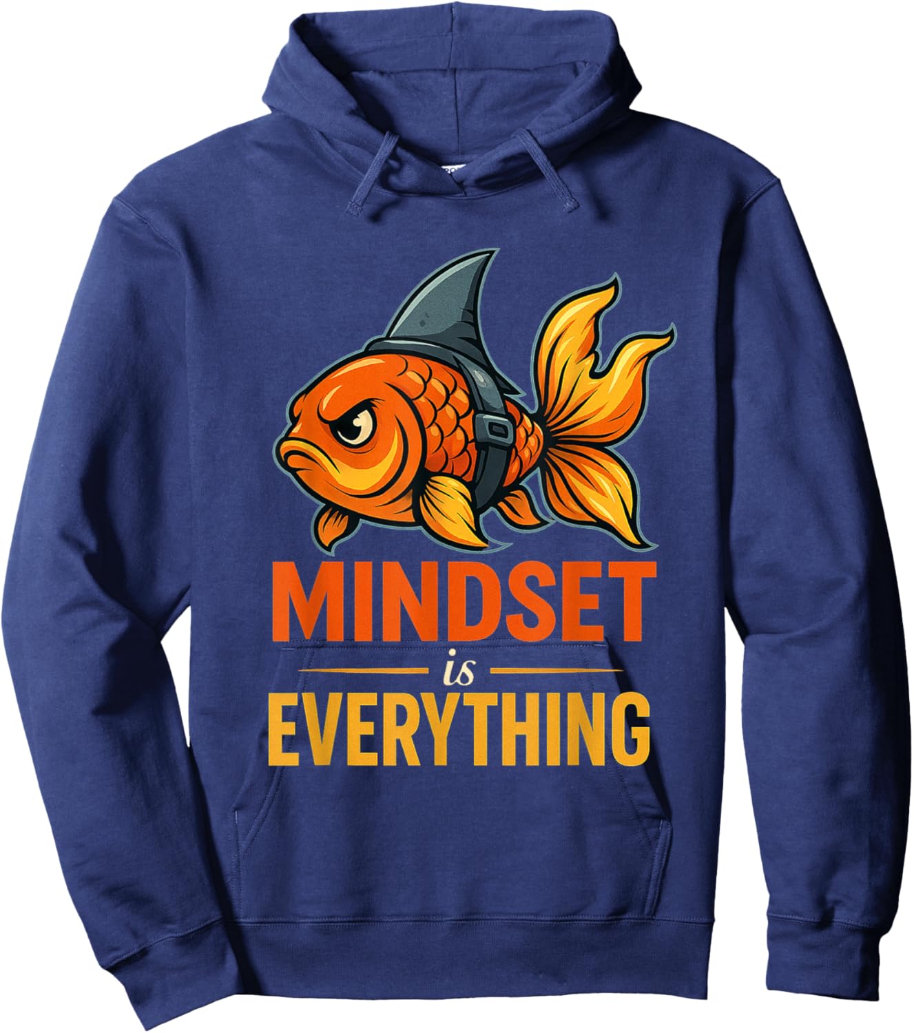 Mindset is Everything Fish with Shark Fin Graphic Hoodie - Hoodie | Navy