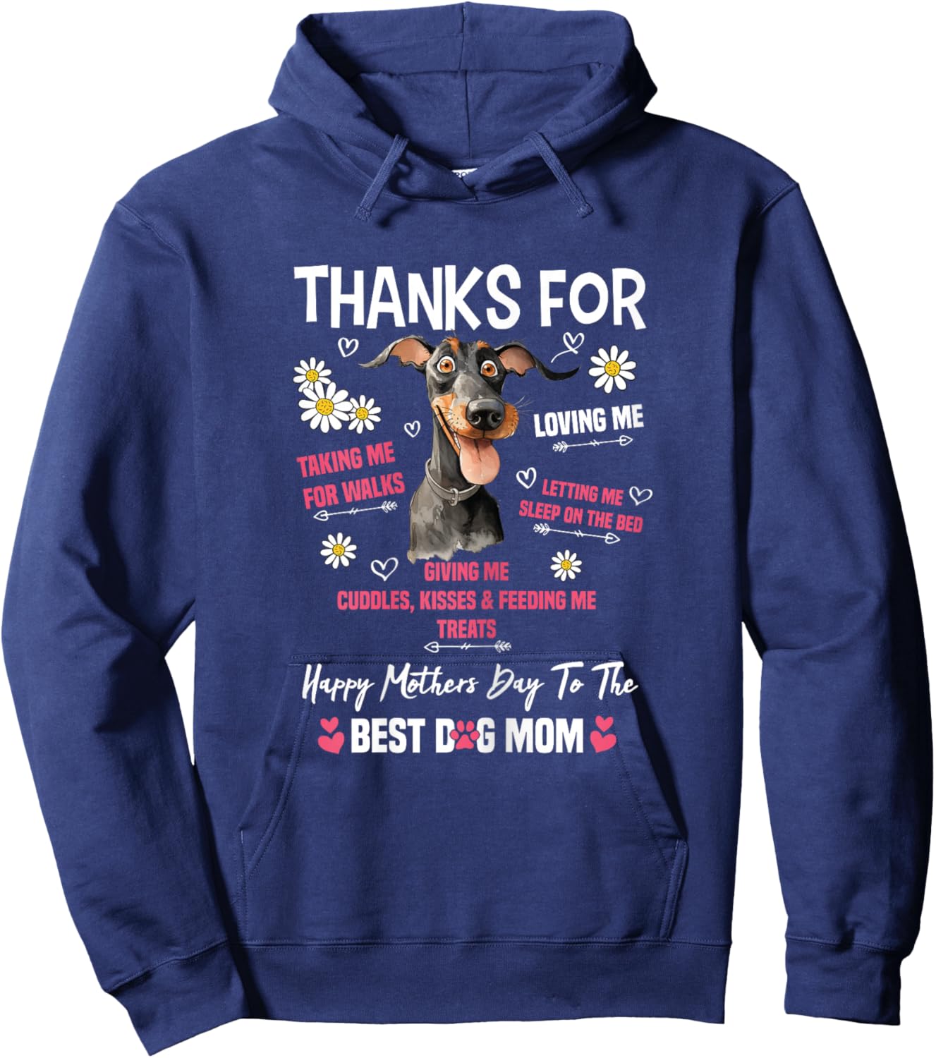 Happy Mother's Day To The Best Dog Mom Doberman Lover Hoodie - Hoodie | Navy