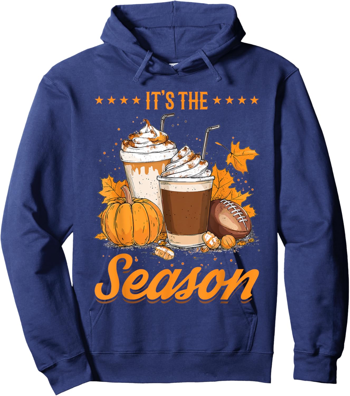 Pumpkin Spice Latte Fall Football Season It´s the Season Hoodie - Hoodie | Navy