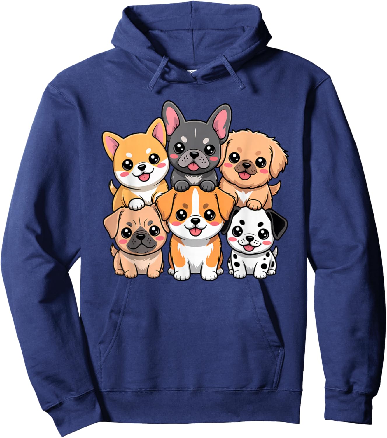 Cute Cartoon Puppy Kawaii Dog Hoodie - Hoodie | Navy