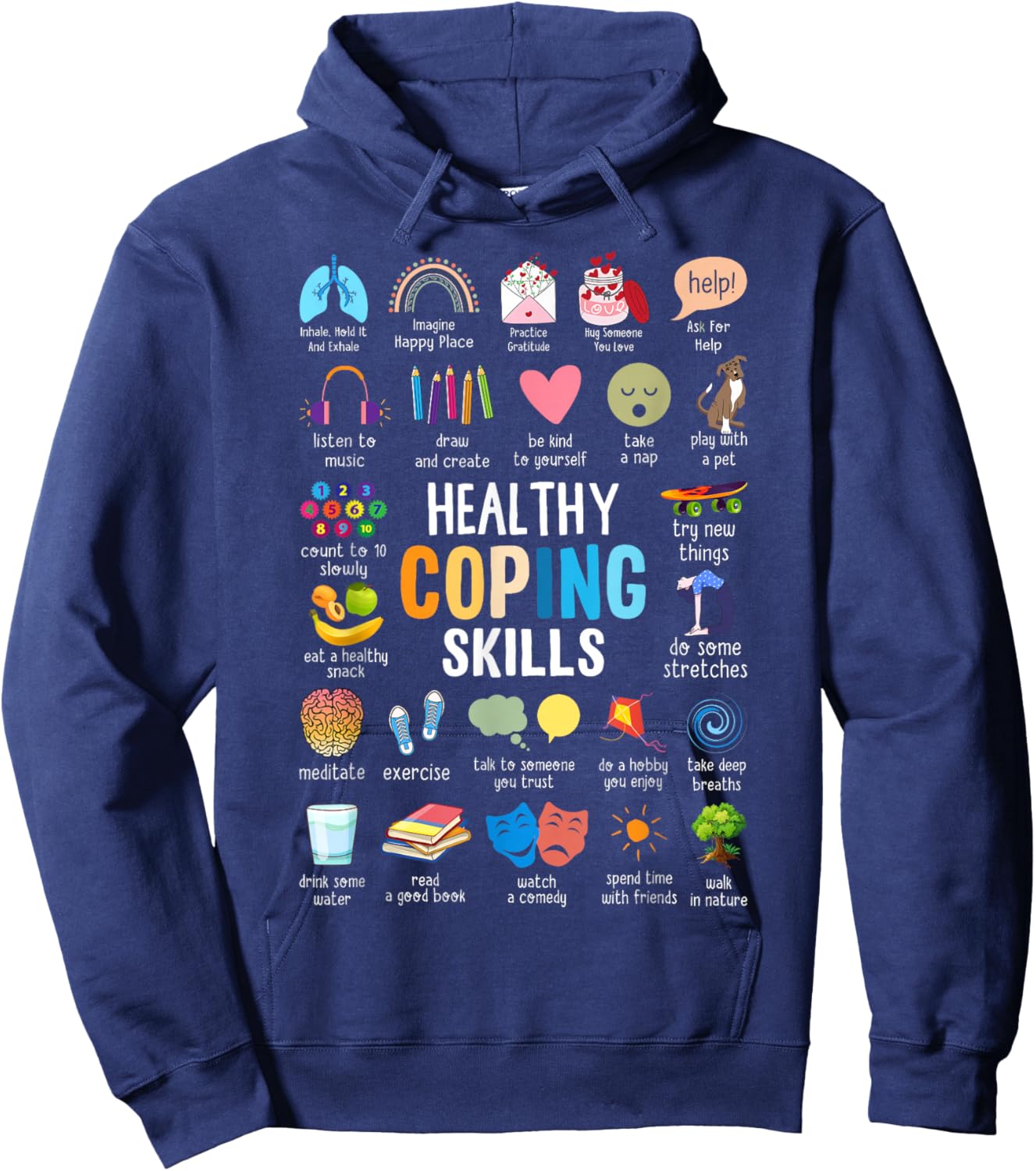 Healthy Coping Skills Counselor Mental Health Awareness Hoodie - Hoodie | Navy