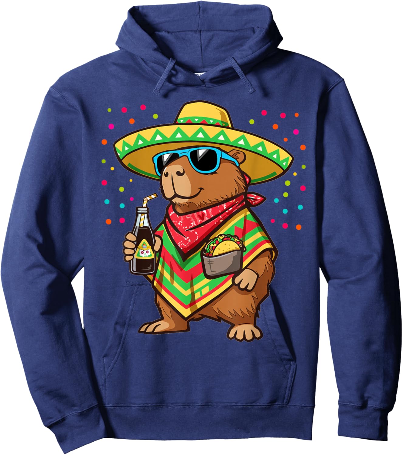 Funny Cinco De Mayo Capybara Sombrero Taco Fiesta Mexican Hoodie - Hoodie | Navy
