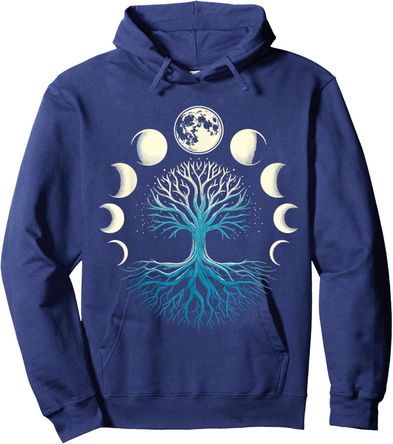 Spiritual Tree Moon Phases Yoga Hoodie - Hoodie | Navy