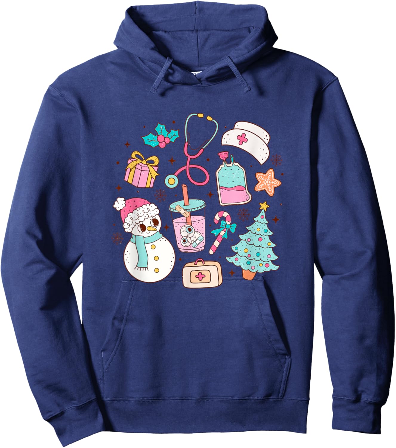 Cute Matching Christmas Nurse Medical Hoodie - Hoodie | Navy