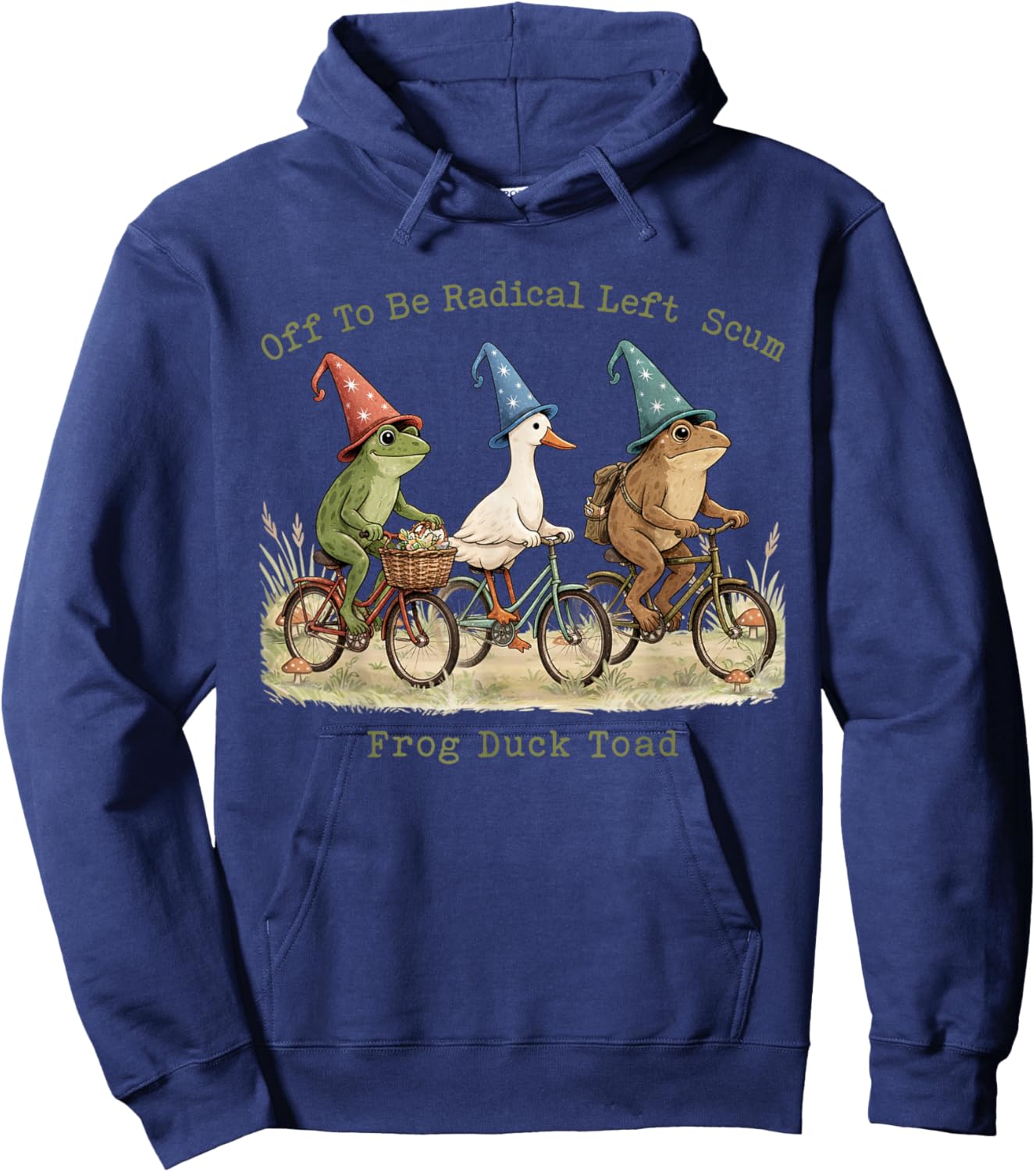 Vintage Off to Be Radical Left Scum Funny Frog Duck Toad Hoodie - Hoodie | Navy