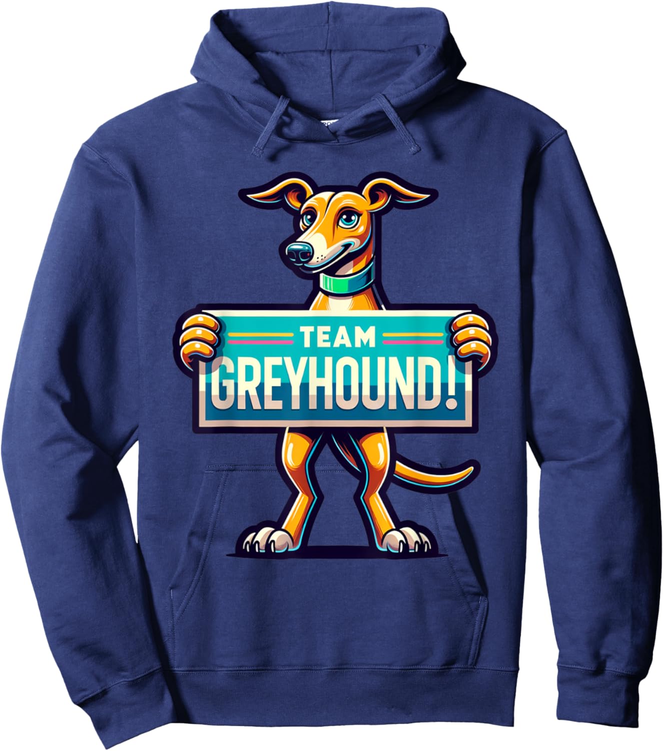 Team Greyhound, Dog Mascot, Greyhound Racing, Dog Lover Women Kids Hoodie - Hoodie | Navy