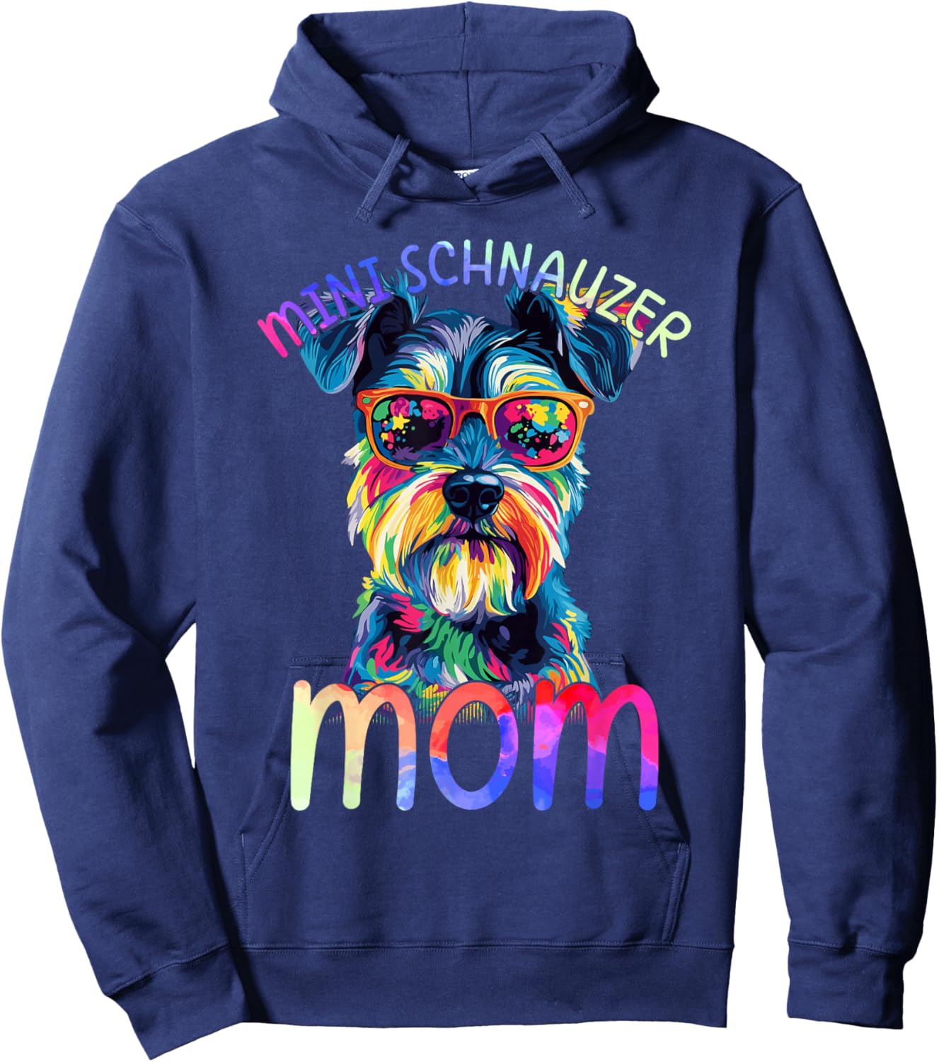 Mini Schnauzer Mom Colorful Pop Art Mini Schnauzer Hoodie - Hoodie | Navy