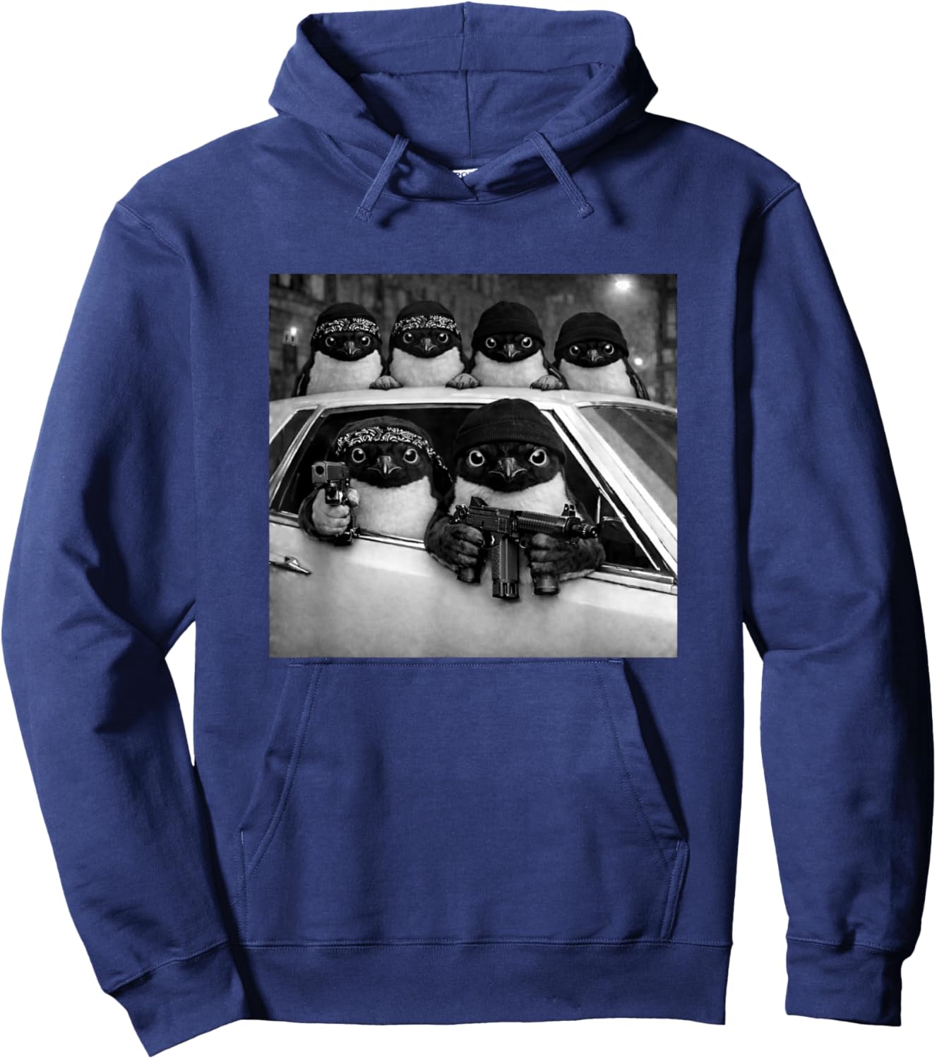Funny Penguin Retro Gangster Squad Urban Street Streetwear Hoodie - Hoodie | Navy