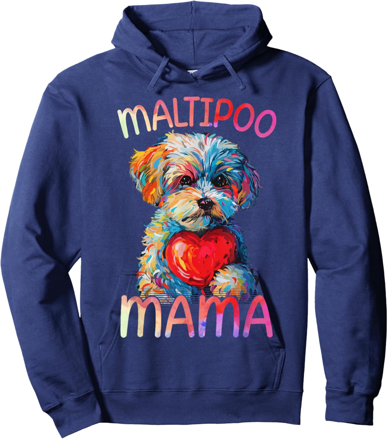 Maltipoo Dog Lovers Mama Heart Pop Art Maltipoo Mom Hoodie - Hoodie | Navy