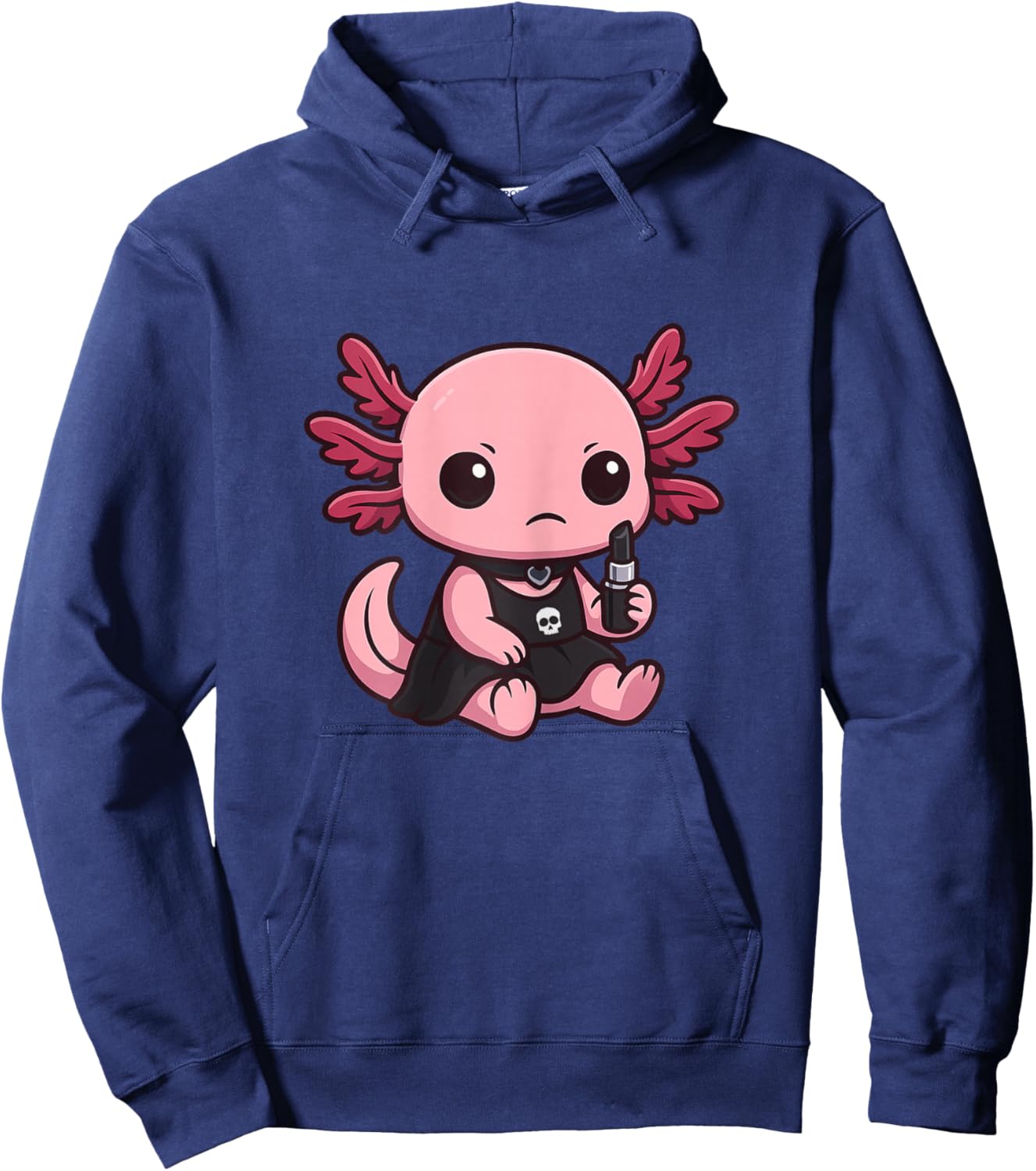 Gothic Emo Axolotl – Cute Goth Aesthetic Axolotl Art Hoodie - Hoodie | Navy