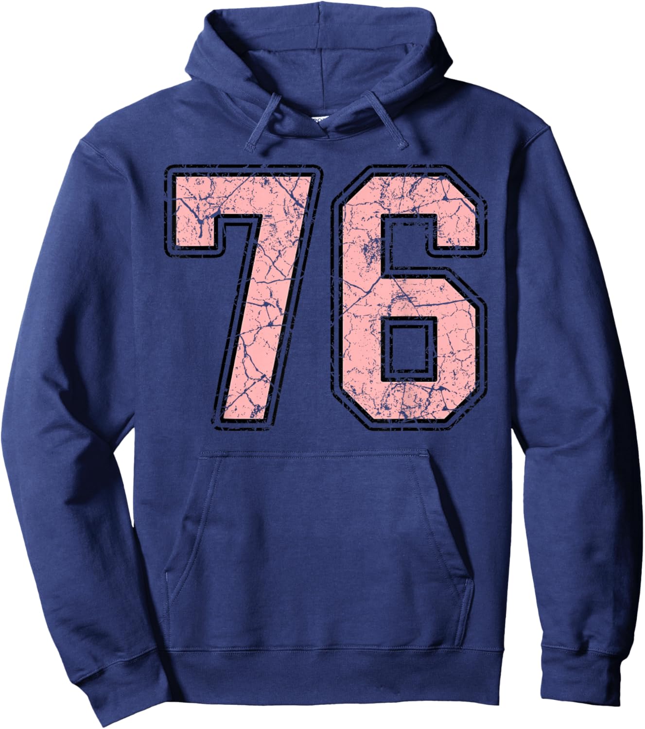 Pink and Black Number 76 Jersey Player Uniform #76 Fan Hoodie - Hoodie | Navy