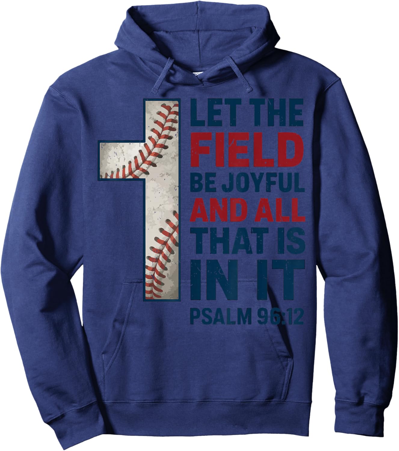 Let Field Be Joyful Christian Baseball Boy Youth Bible Verse Hoodie - Hoodie | Navy