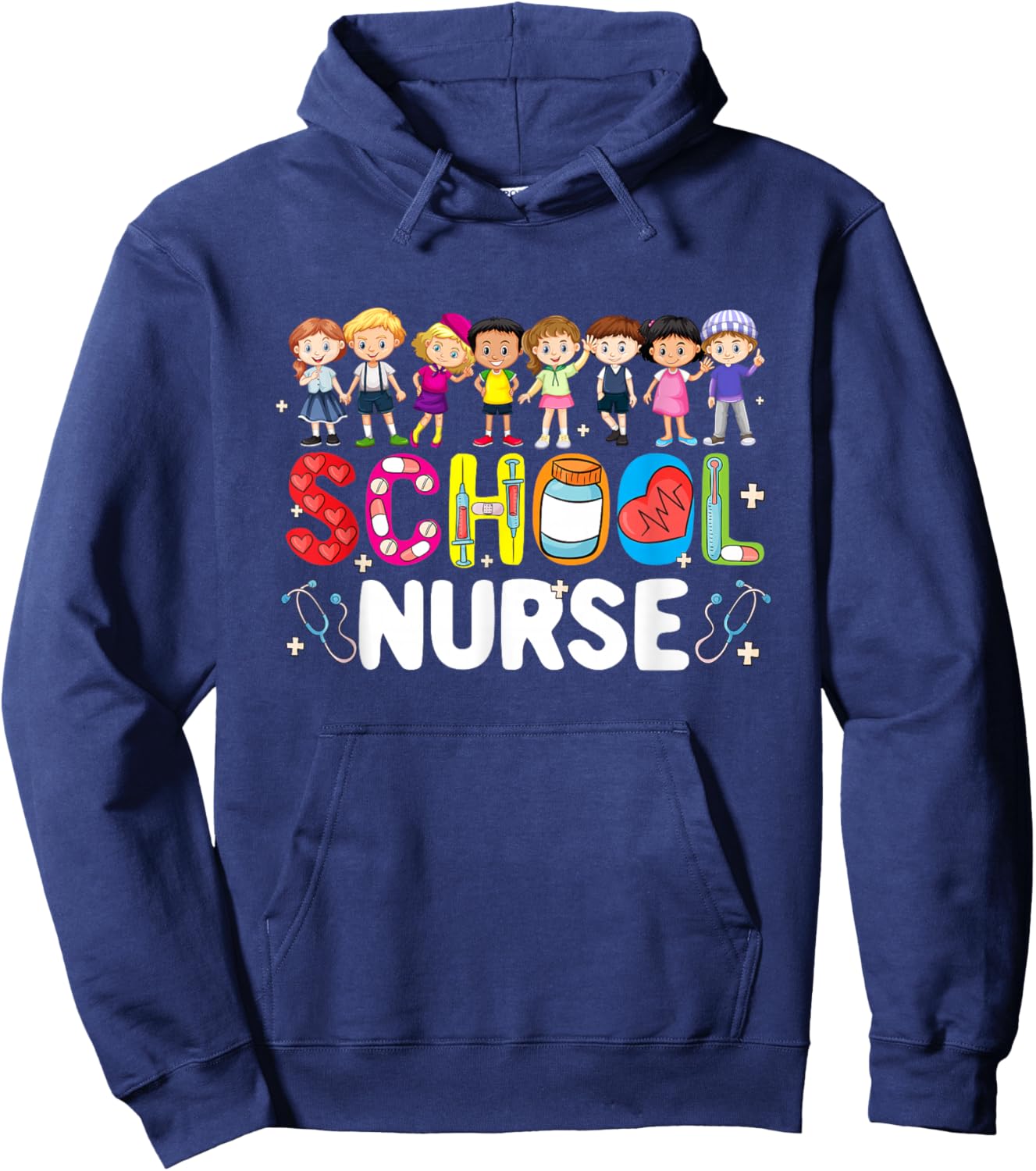 School Nurse Back To School Nursing Stethoscope Adults Hoodie - Hoodie | Navy