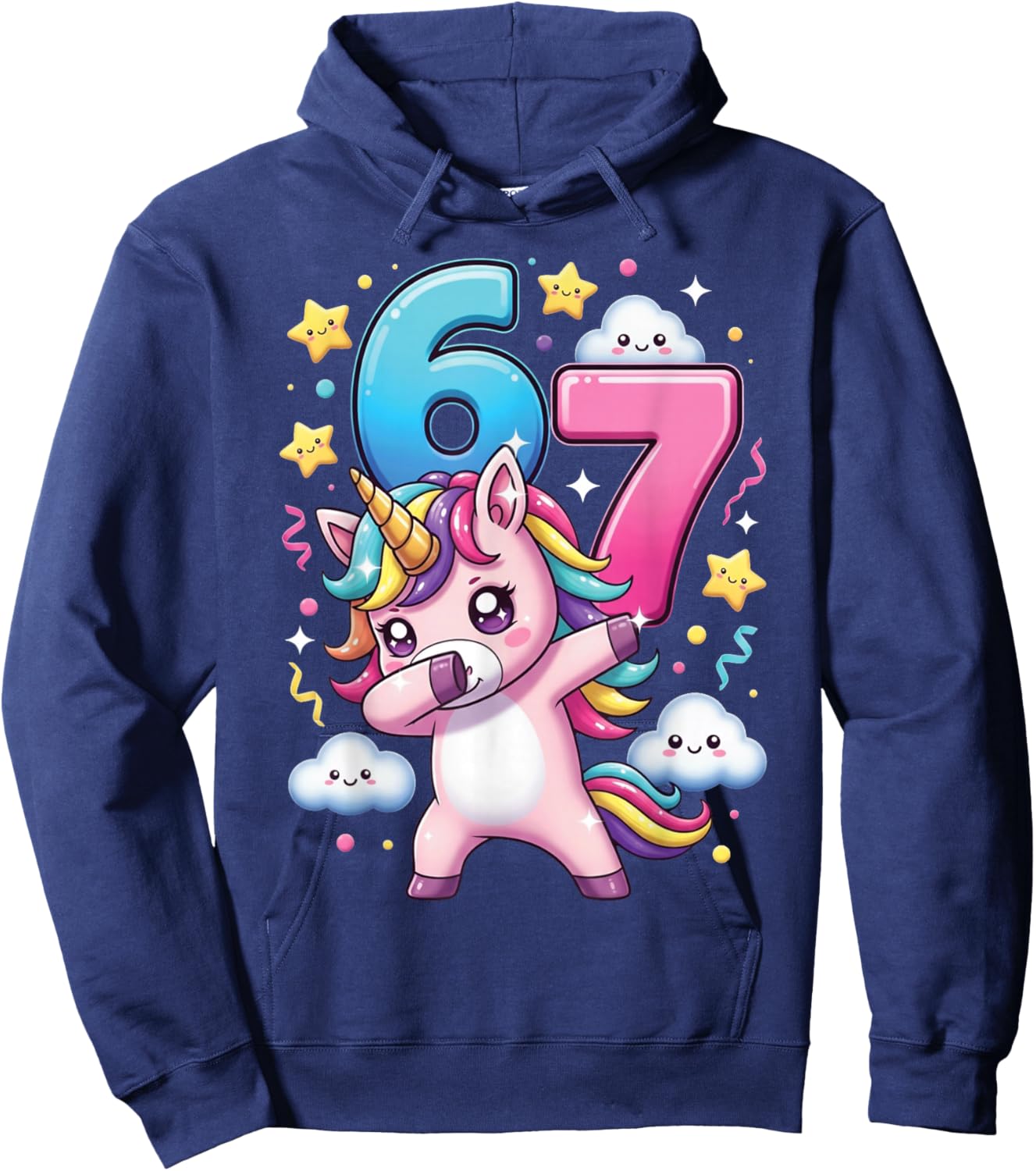 67 Meme Unicorn for Girls Funny Six Seven Number Kids Youth Hoodie - Hoodie | Navy
