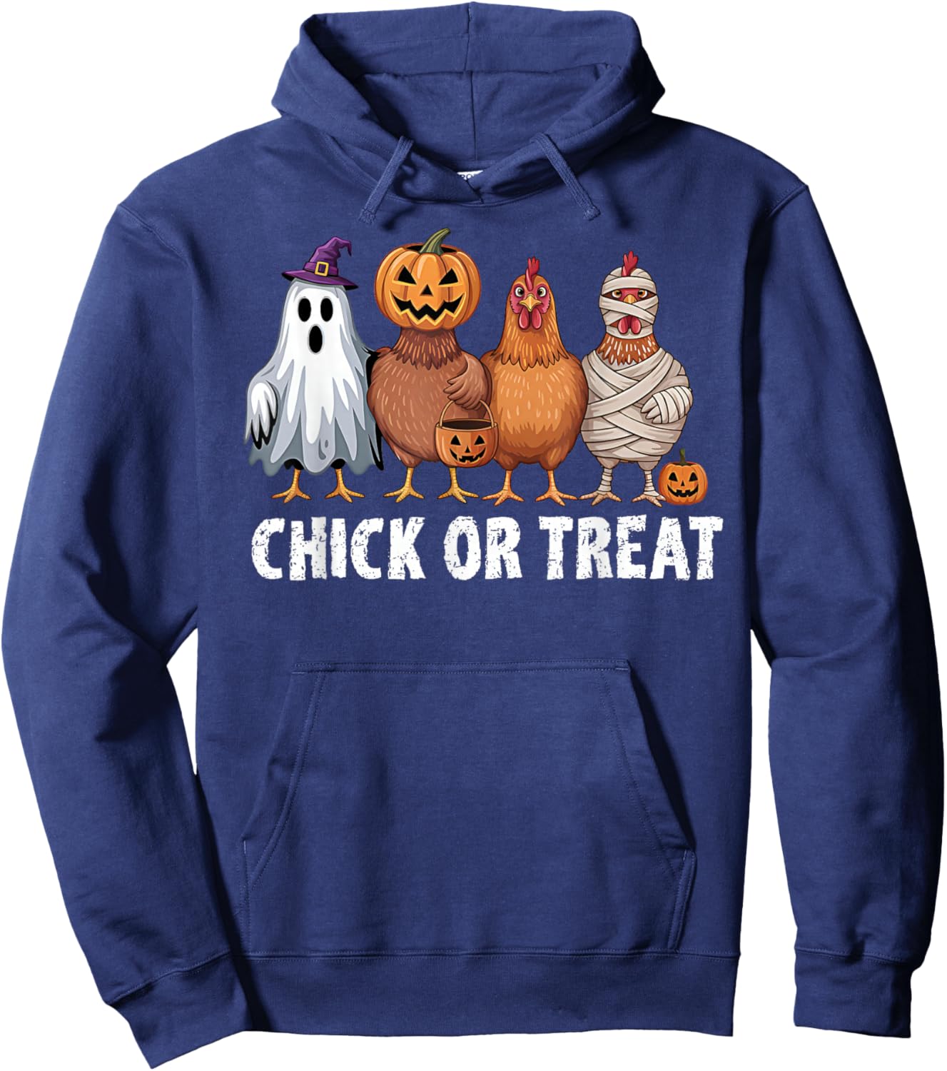 Funny Chick Or Treat Chickens Ghost Witchy Halloween Hoodie - Hoodie | Navy
