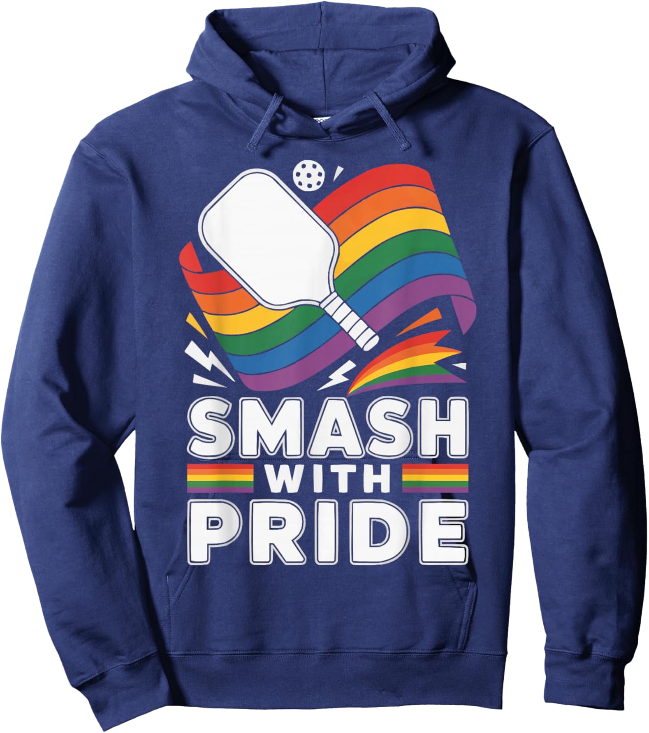 Lesbian Gay Pickleball Player Paddle Rainbow Flag LGBTQ Hoodie - Hoodie | Navy