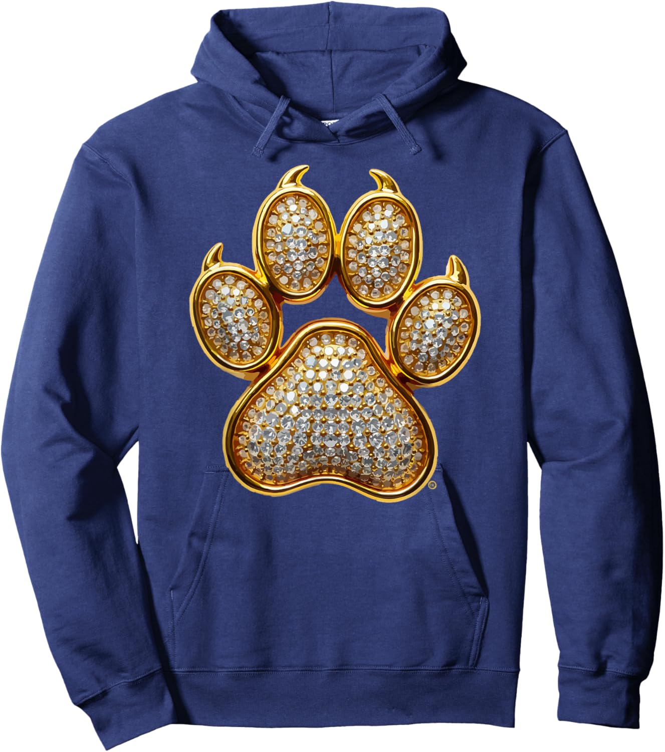 Dog Mom, Dog Dad, Gold Dog Paw, Great Bling Dog Lover Gift Hoodie - Hoodie | Navy