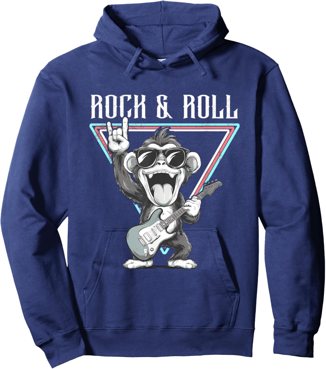 Rock & Roll Monkey Guitar Funny Hoodie - Hoodie | Navy