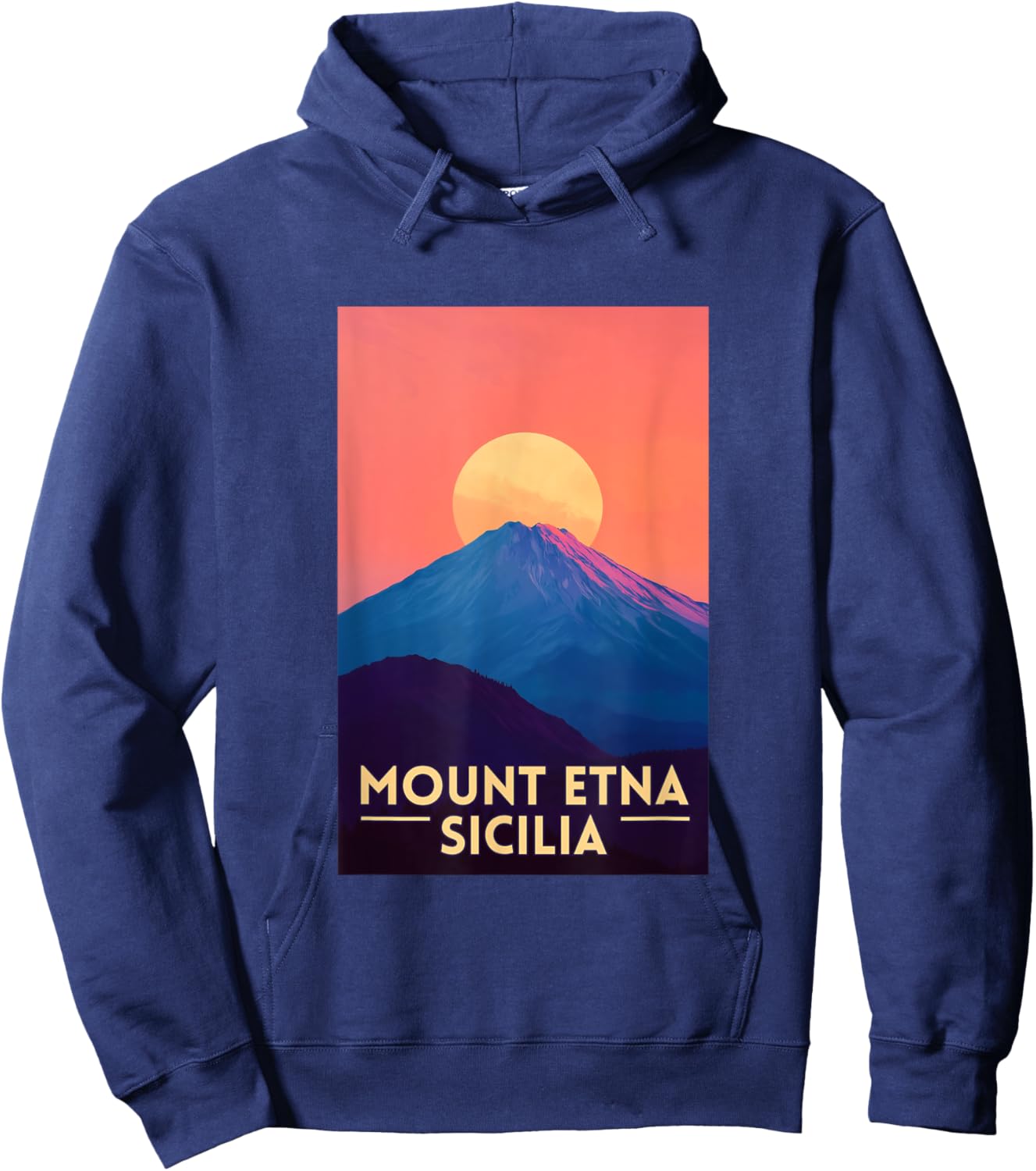Mount Etna Retro Sicily Italy Souvenir Hoodie - Hoodie | Navy