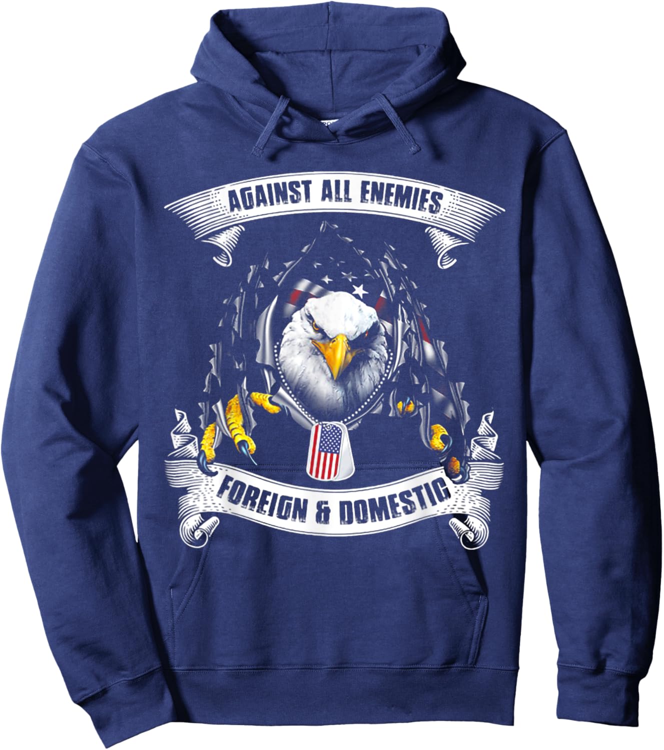 Against All Enemies Foreign And Domestic Hoodie - Hoodie | Navy
