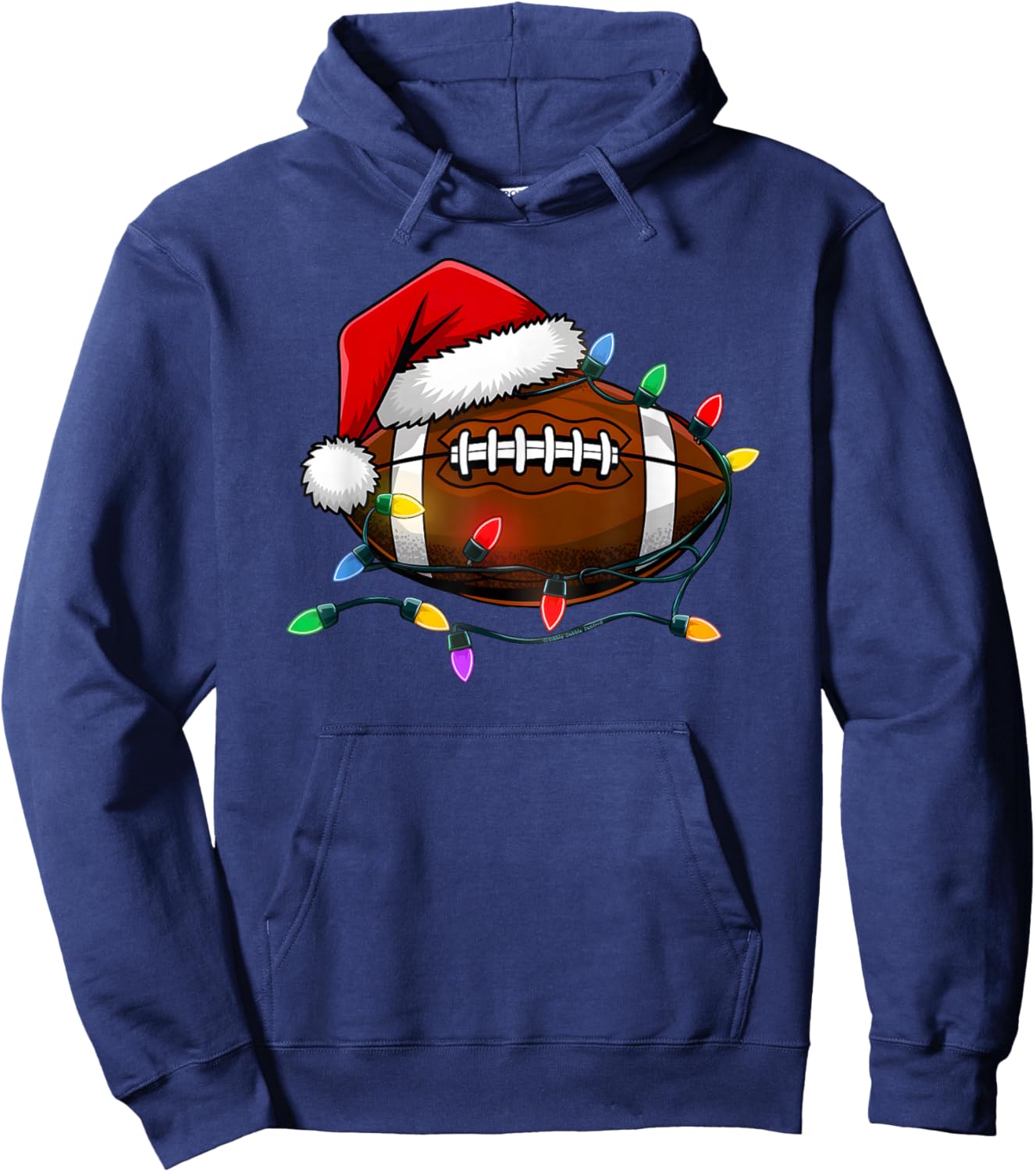 Christmas Football with Santa Hat Christmas Football Player Hoodie - Hoodie | Navy