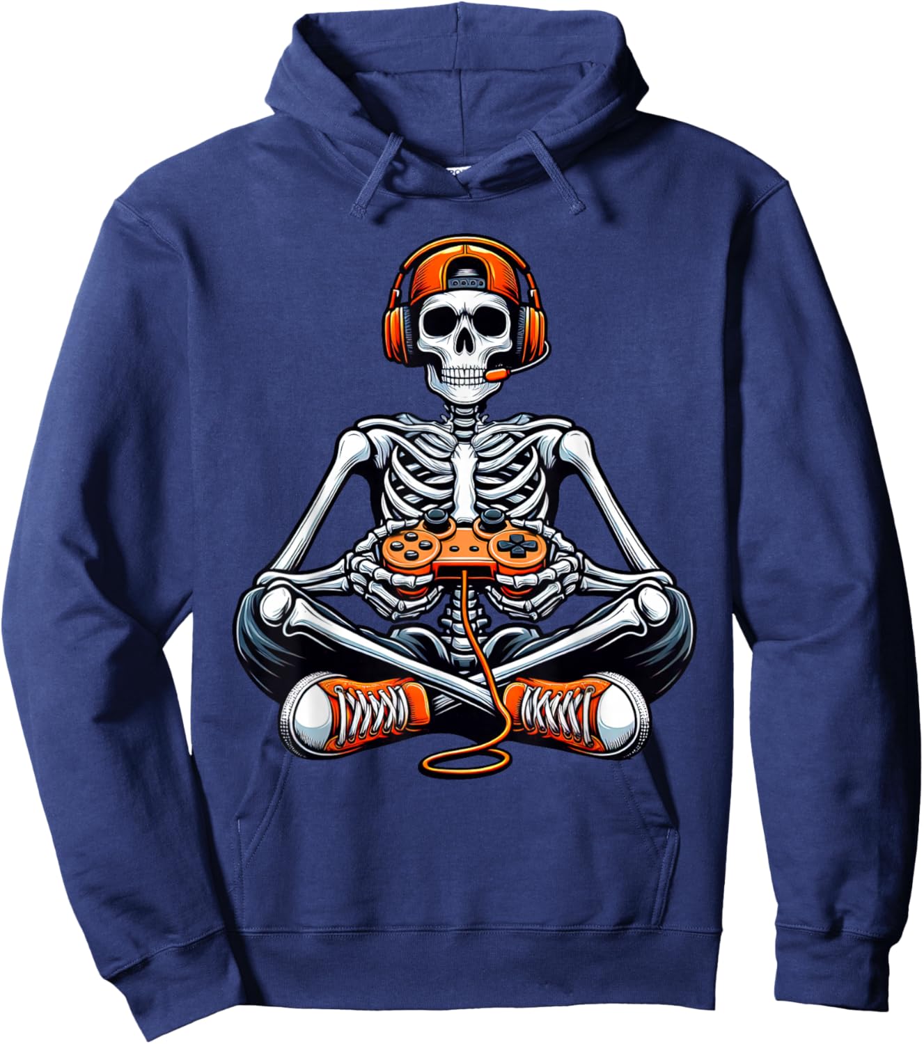 Skeleton Halloween Shirts Gamer Video Gaming Boys Men Kids Hoodie - Hoodie | Navy