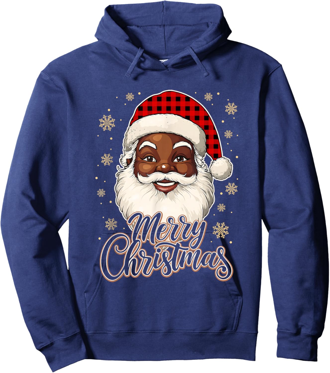 Black African American Christmas Santa Claus Afro Santa Men Hoodie - Hoodie | Navy
