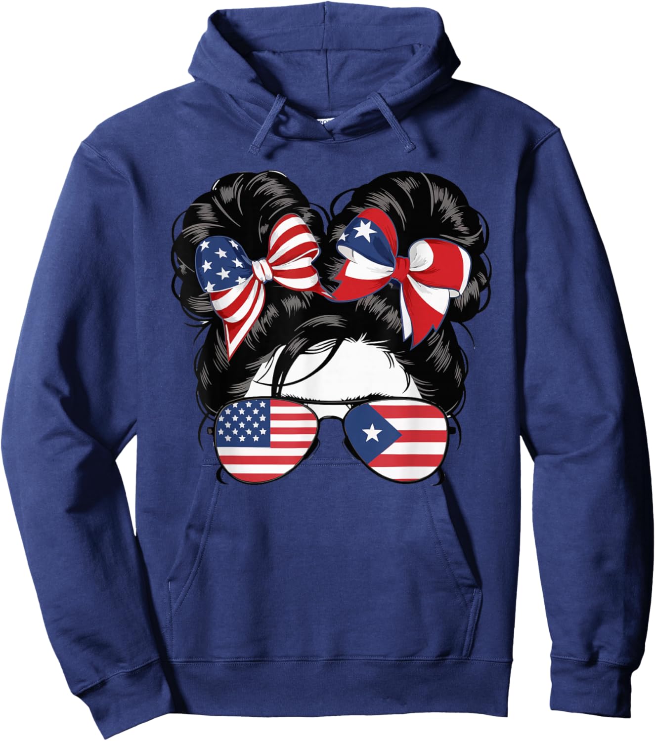 Half Puerto Rican Half American USA Flag Puerto Rico Hoodie - Hoodie | Navy