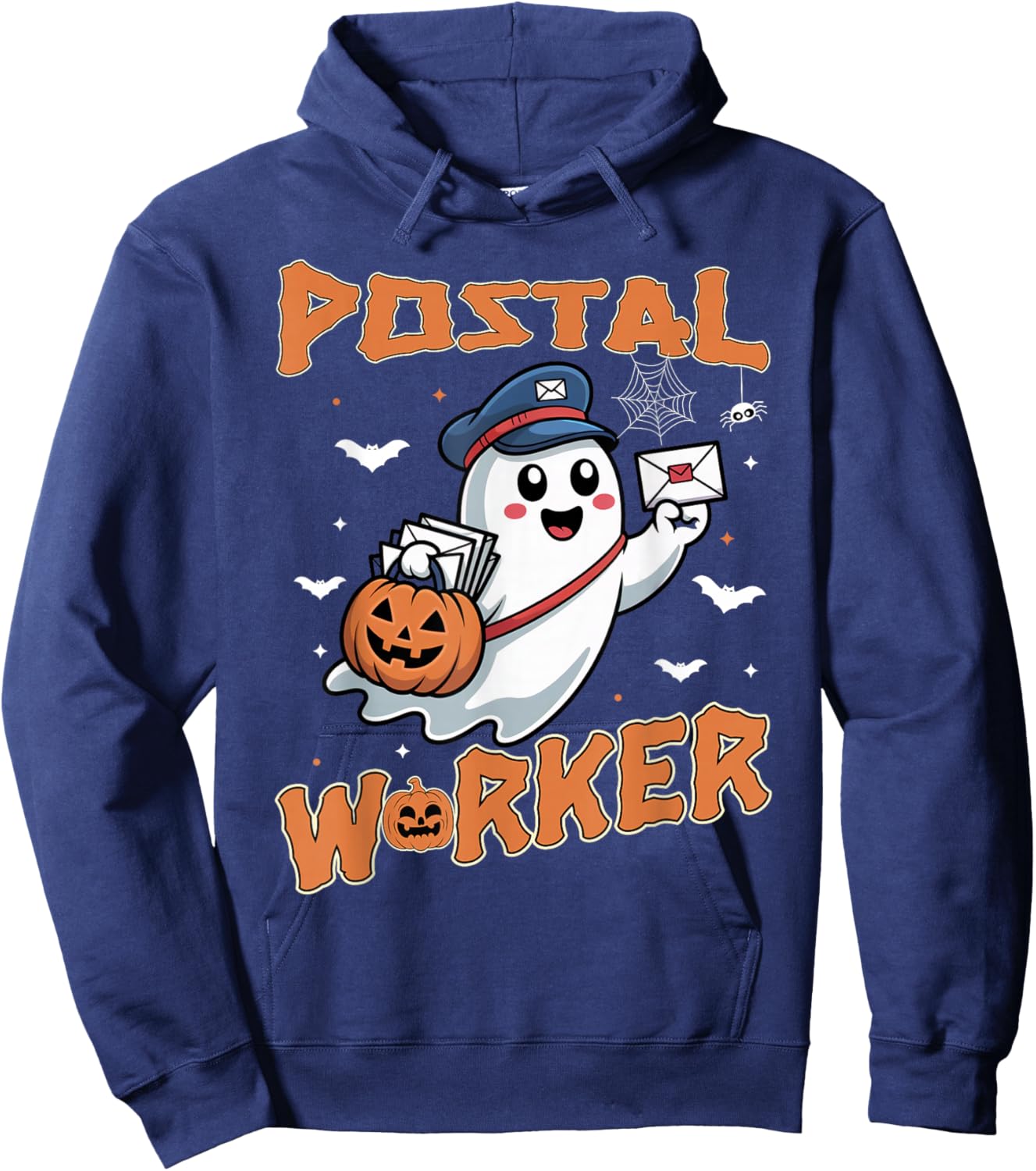 Postal Worker Pumpkin Post Office Staff Ghost Halloween Men Hoodie - Hoodie | Navy