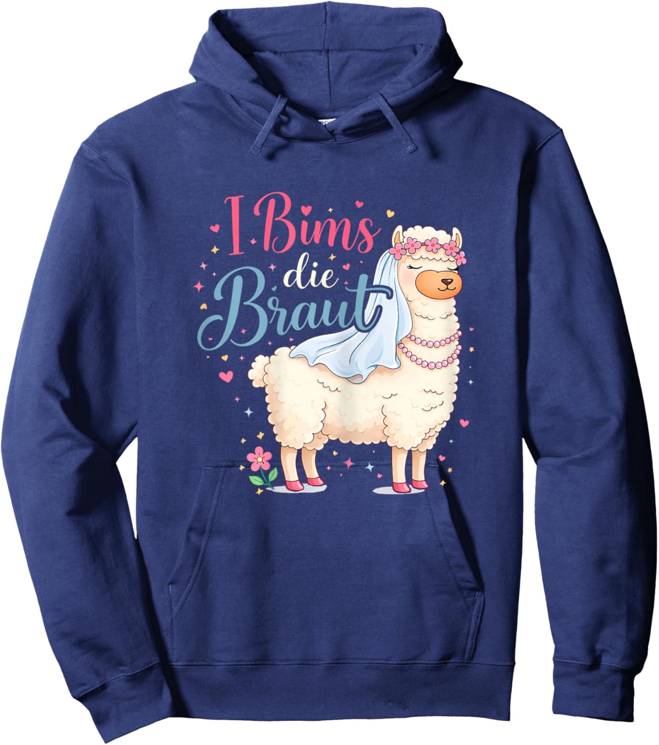 I bims die die Braut Hochzeit Motiv Lama Alpaka JGA Party Hoodie - Hoodie | Navy