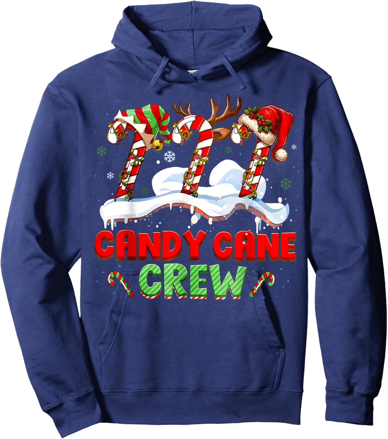 Candy Cane Crew Funny Christmas Candy Lover Xmas Kids Hoodie - Hoodie | Navy