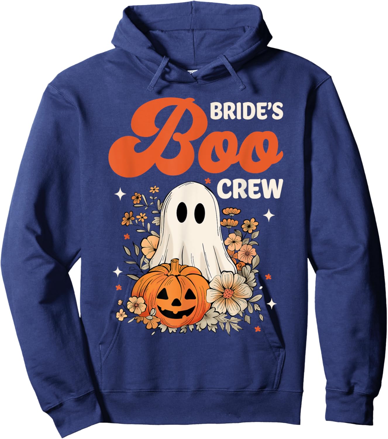 Bride's Boo Crew Wildflower Ghost Halloween Bachelorette Hoodie - Hoodie | Navy