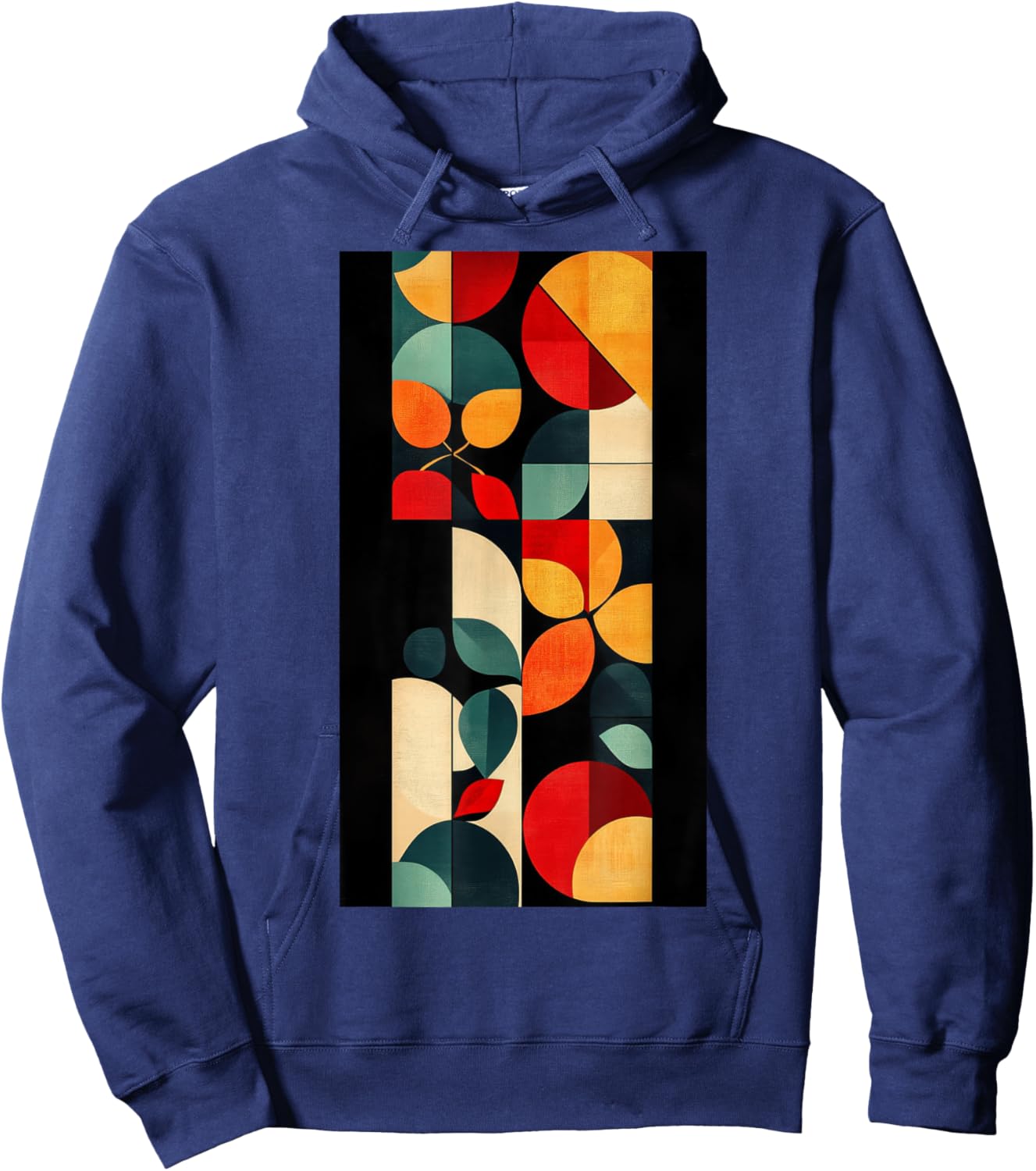 Geometric Pattern Abstract Floral Elements Colors Hoodie - Hoodie | Navy
