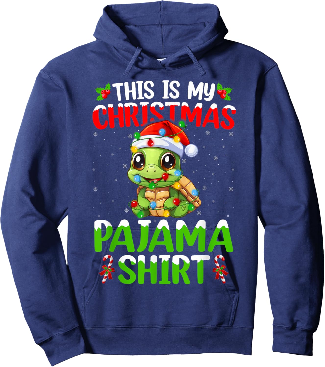 This Is My Turtle Christmas Pajama Lights Turtle Xmas Hoodie - Hoodie | Navy