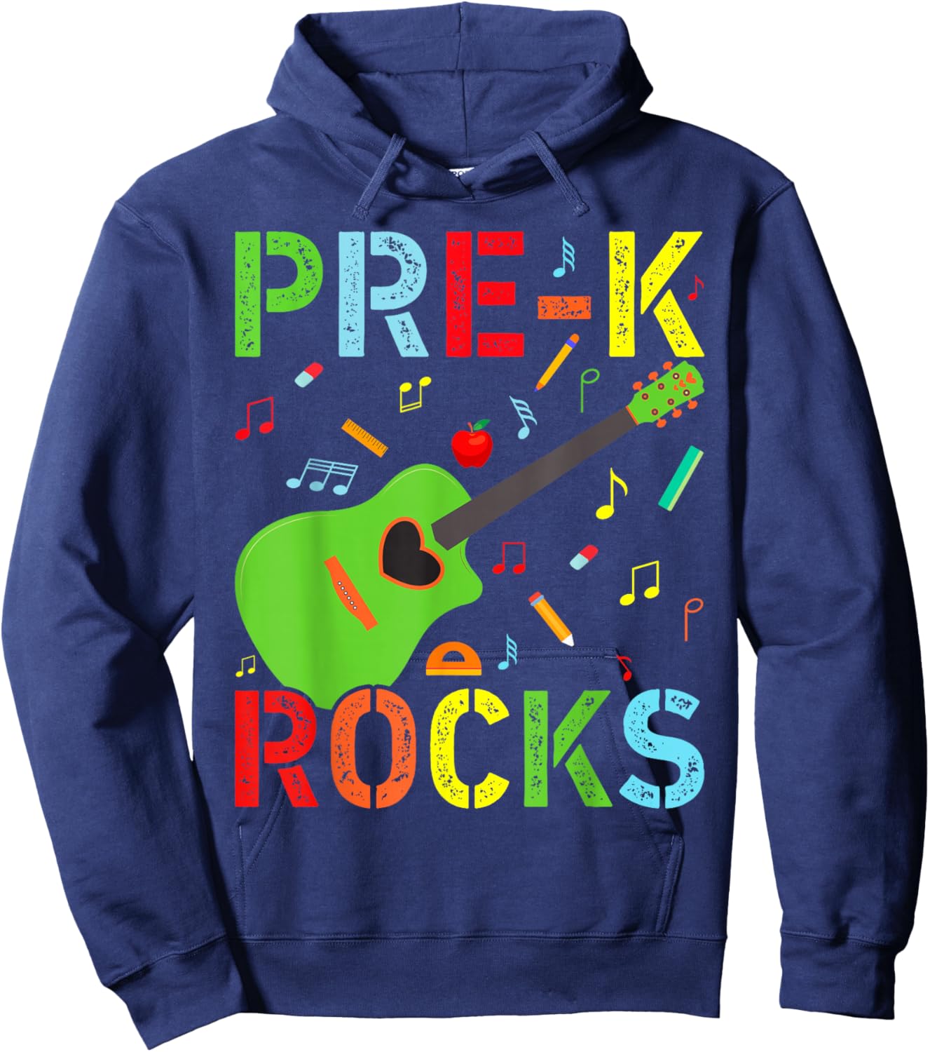 Hello Pre-K Rocks Teacher Team Vibes Rockstar Hoodie - Hoodie | Navy